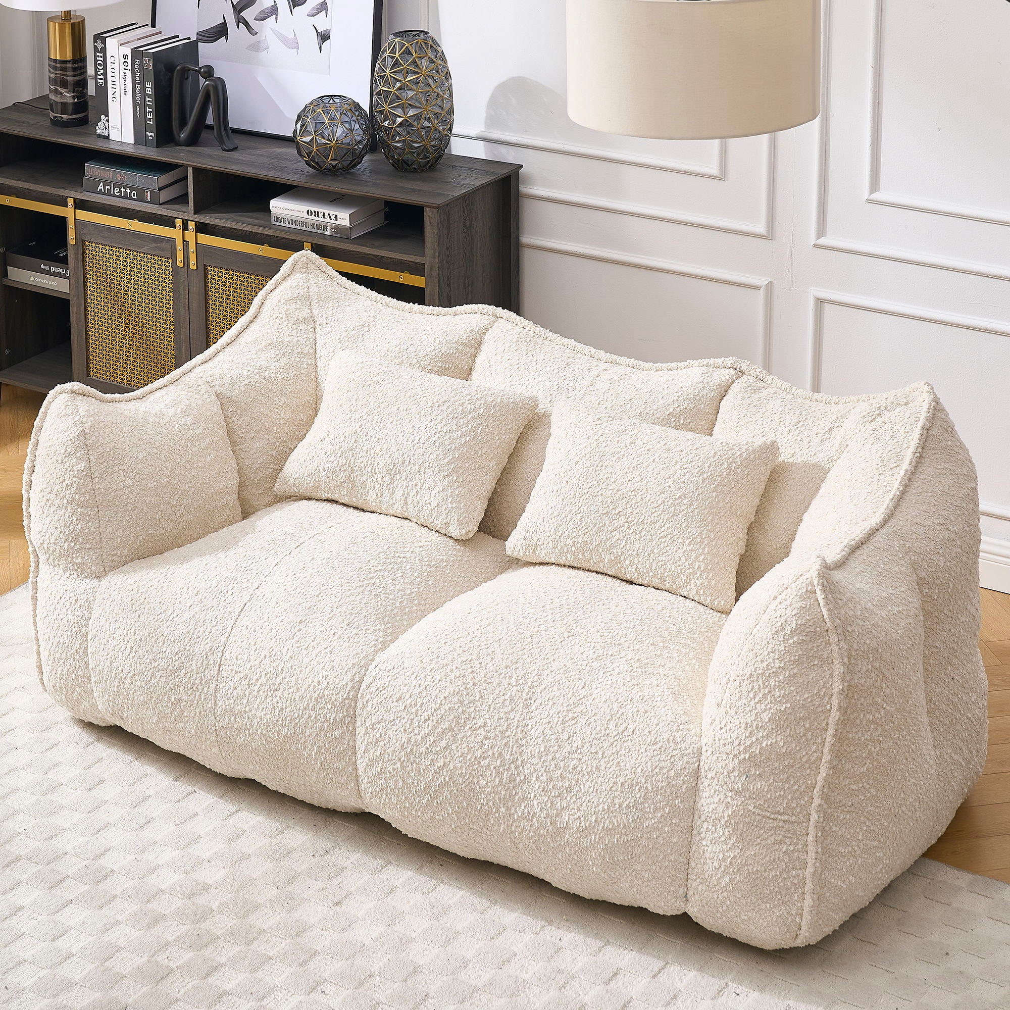 Comfortable Dual Beanbag Chair With High Resilience Foam Core For 2 People