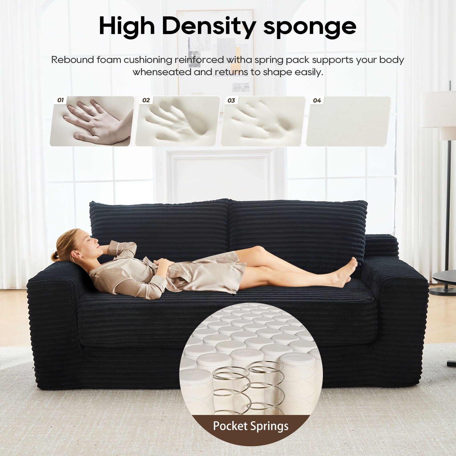 Convertible Loveseat Sofa Bed With Memory Foam & Steel Frame