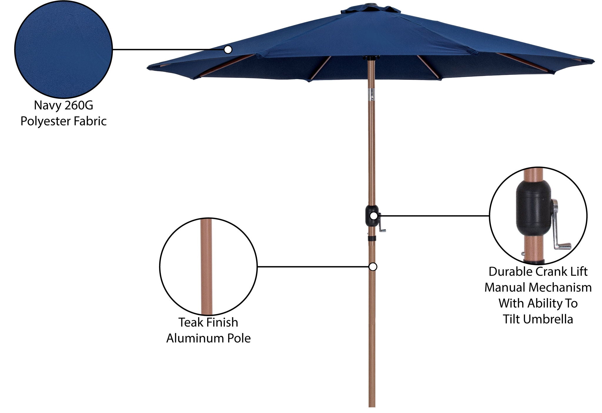 Fiji - Patio Umbrella With Teak Pole
