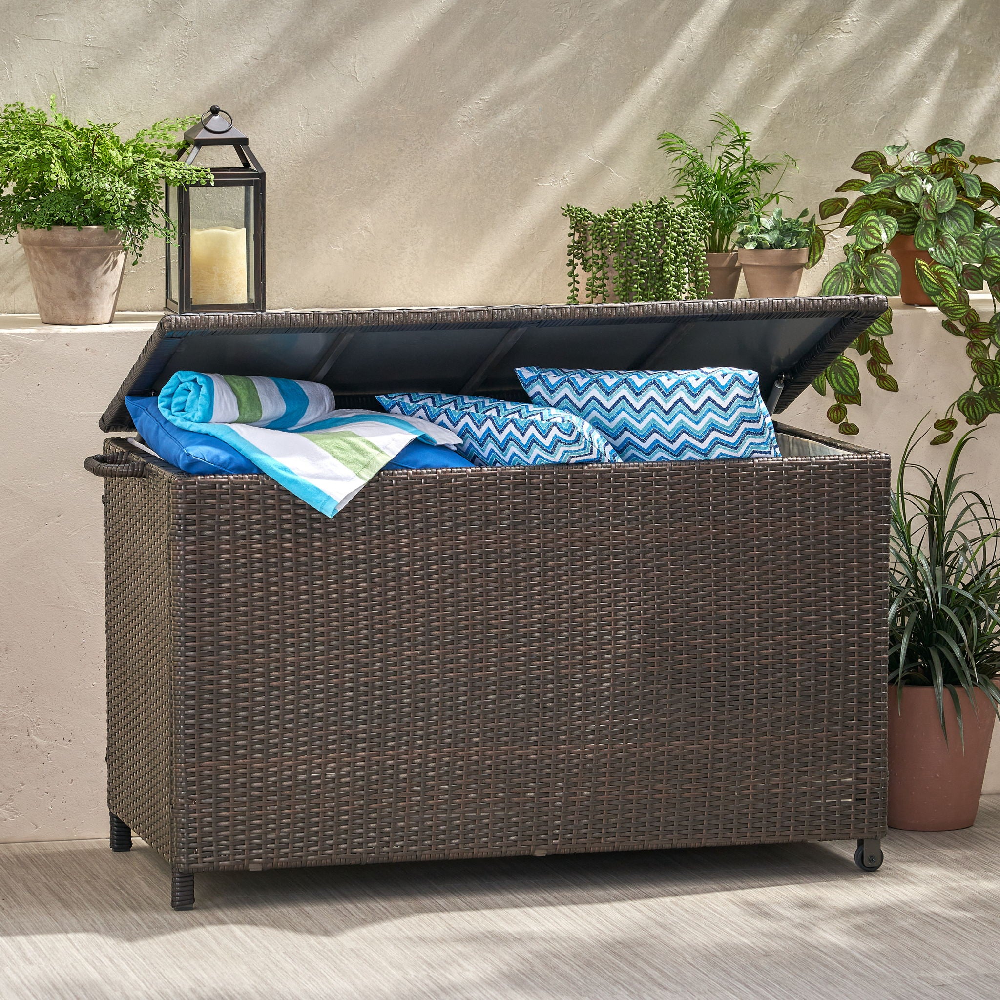 Blake - Wicker Cushion Box - Brown Multi