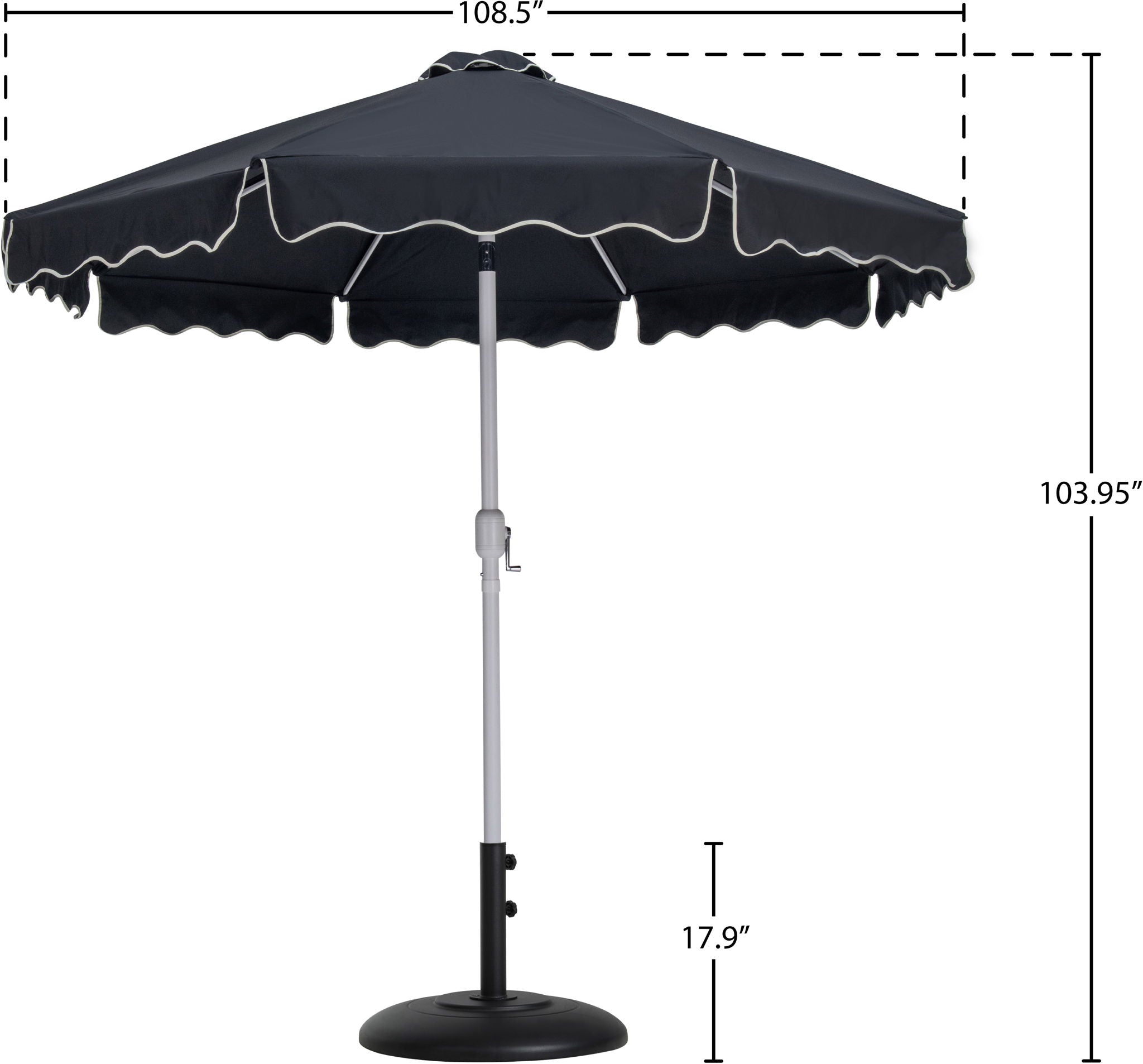 Amalfi - Patio Umbrella - Black Base / White Pole