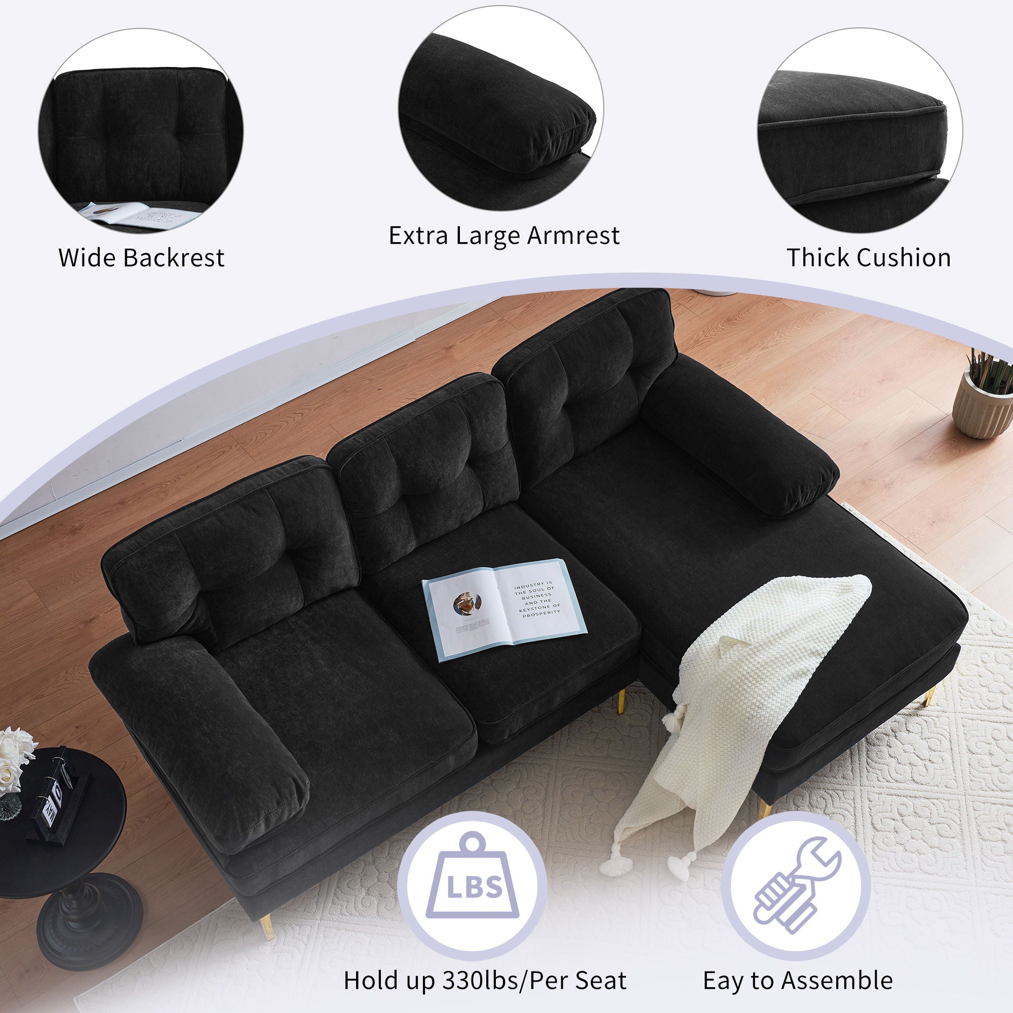 Modern L Shaped Sectional Sofa For Living Room