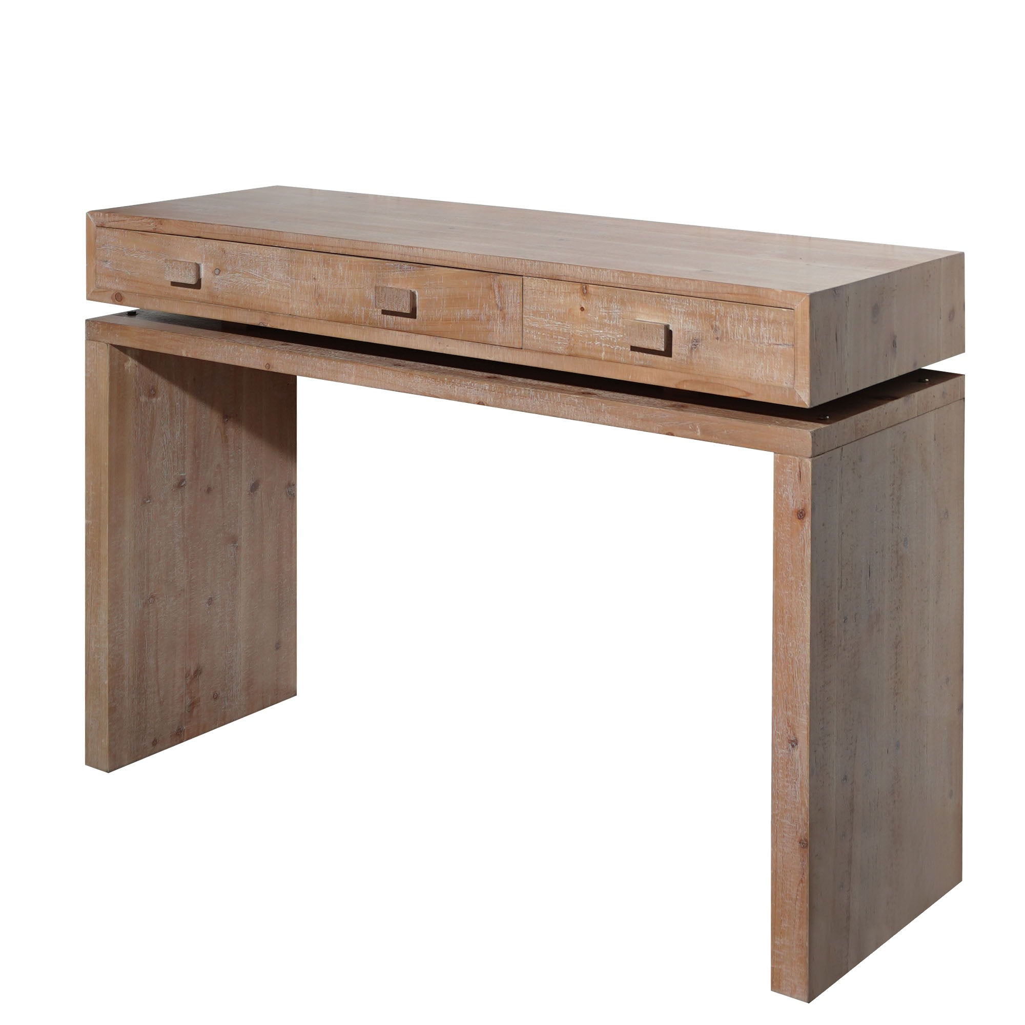 Rustic Wood Console Table With 3 Drawers Entryway Table For Hallway, Foyer, Or Office - Natural / Natural & Light Brown / Natural Wood / Natural Wood Wash / Natural / Rustic