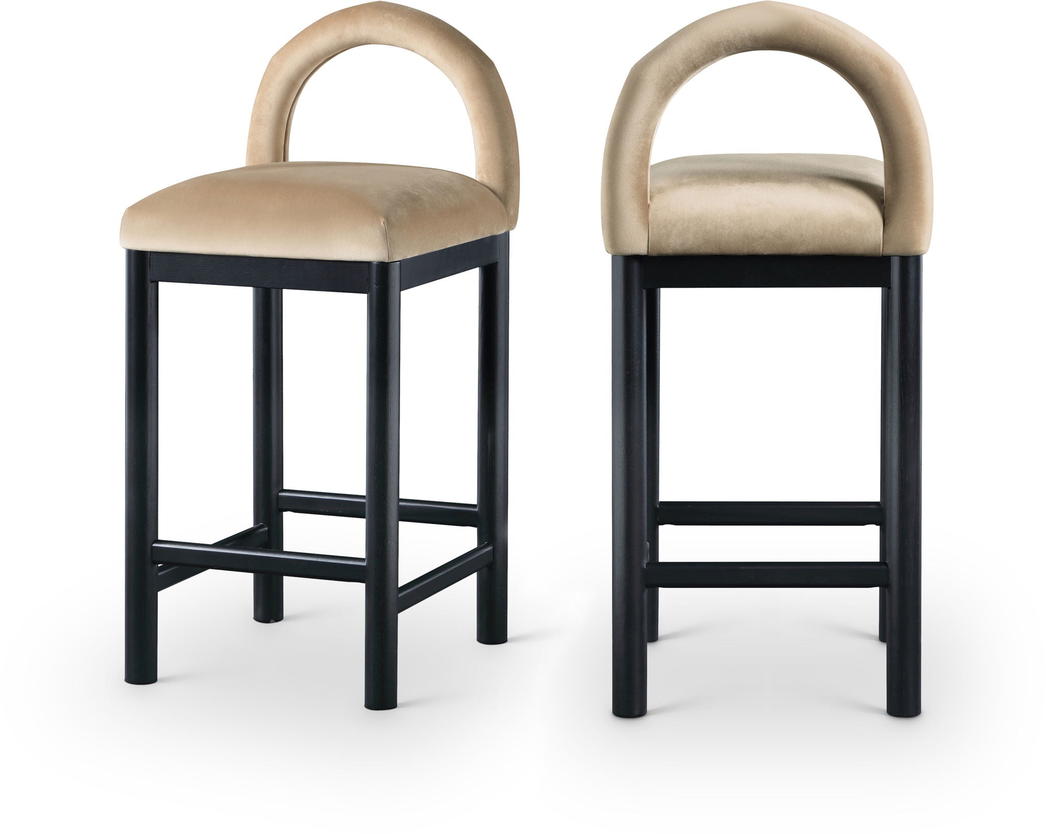 Conrad - Velvet Counter Stool With Black Legs