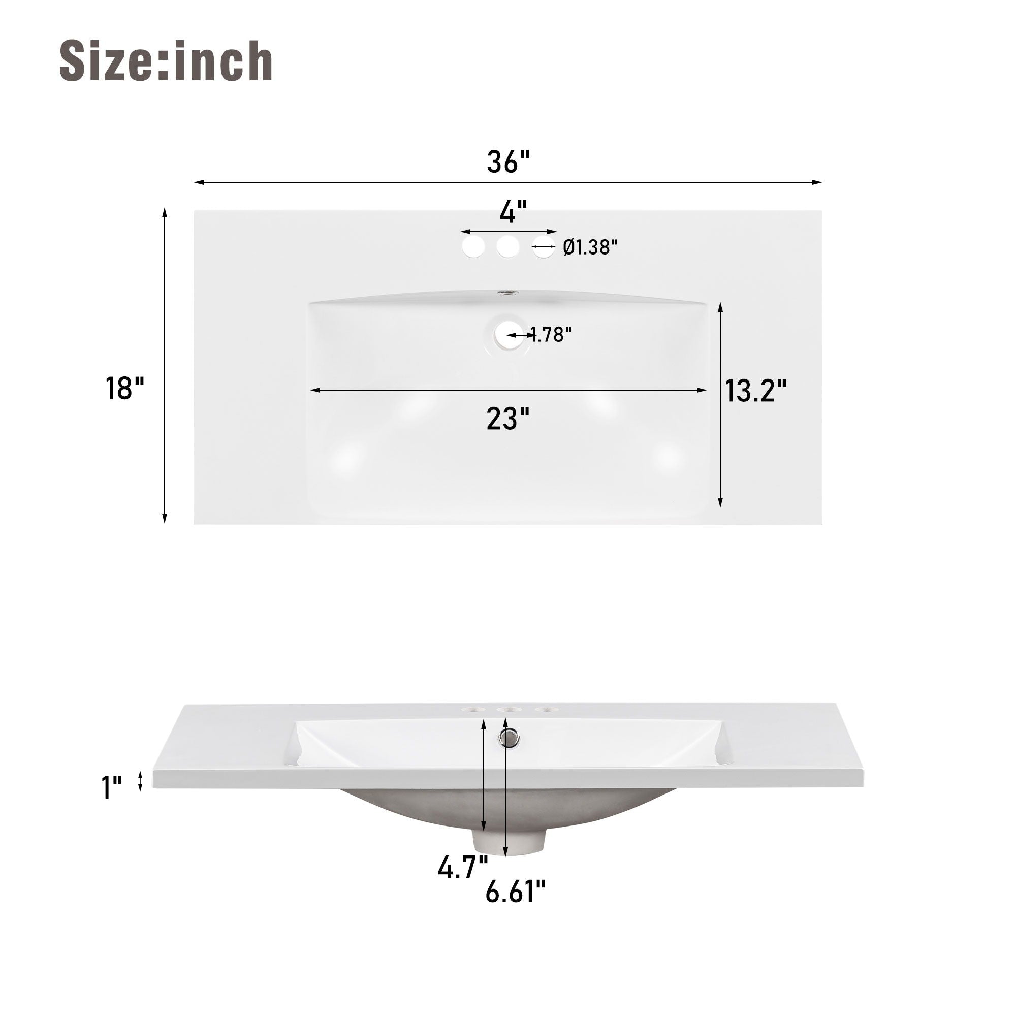Bathroom Vanity With Ceramic Sink, Soft Close Doors, Adjustable Shelves