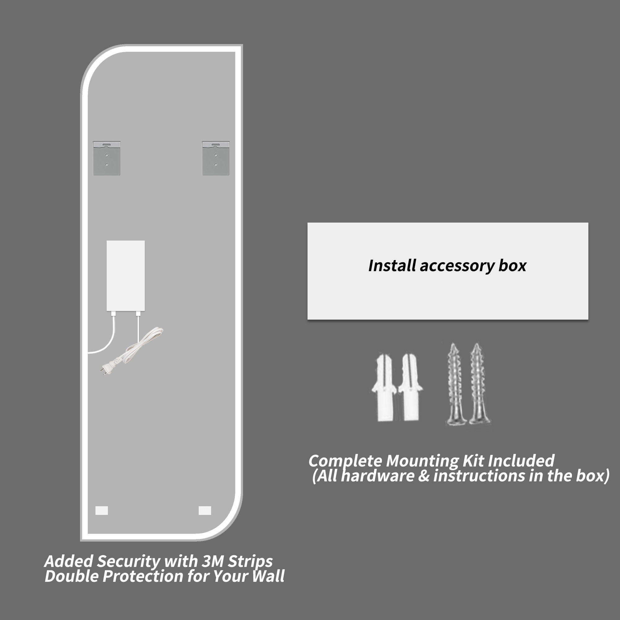 Irregular Shape LED Full Length Wall Mirror With 3 Color Dimmable Lighting - Silver