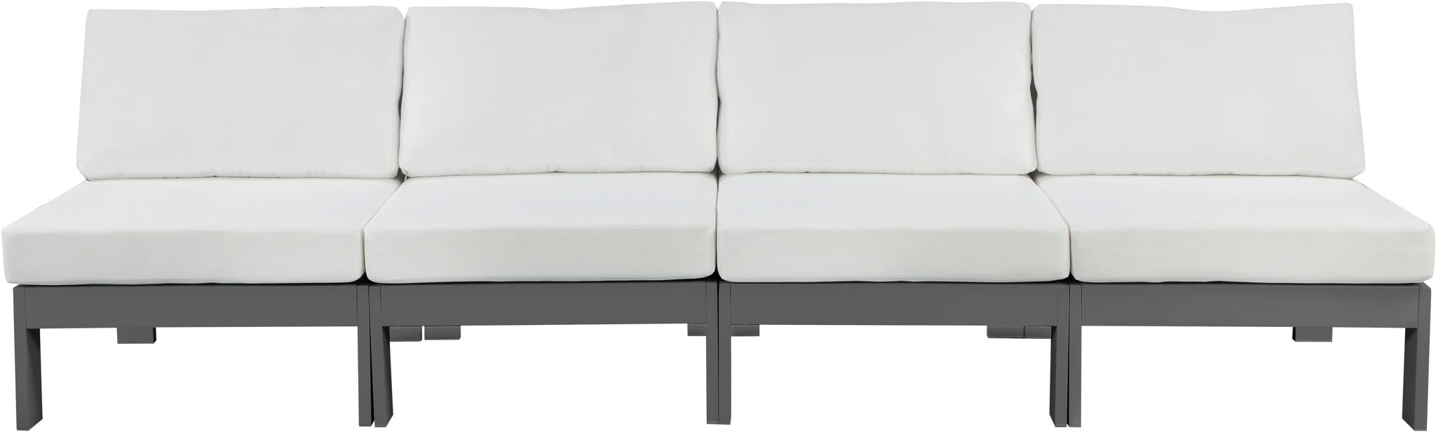 Nizuc - Outdoor Patio 4 Seat Armless Modular Sofa With Gray Frame