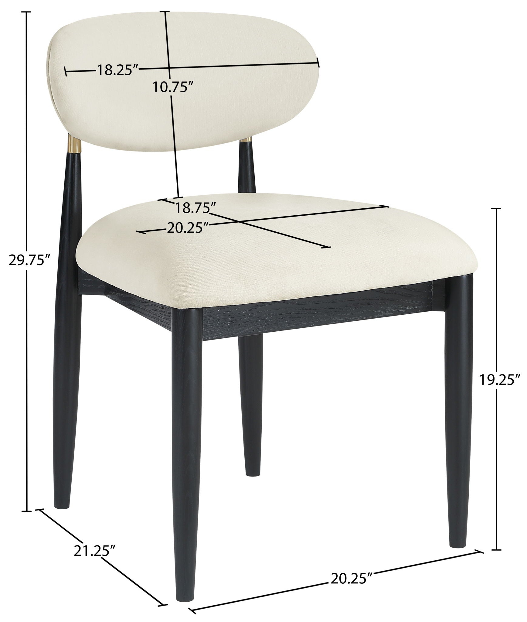 Riccio - Fabric Dining Side Chair (Set of 2) - Black And Gold Frame