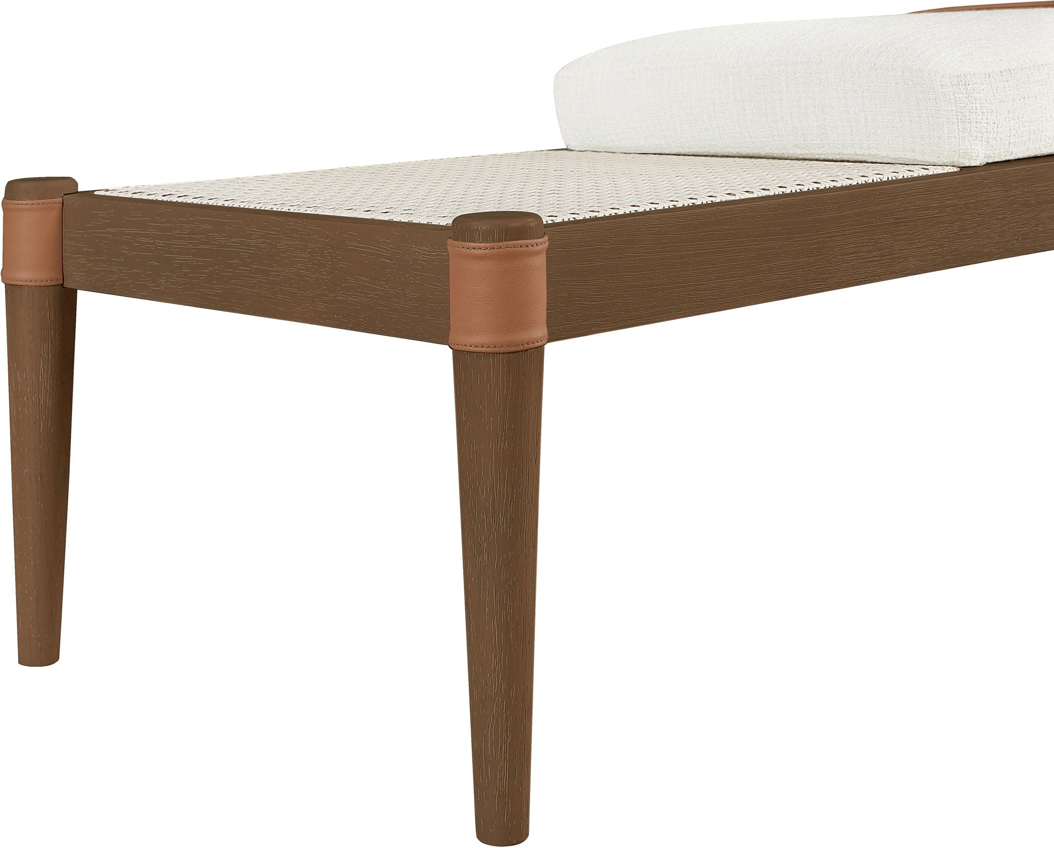 Nara - Linen Textured Fabric Upholstered Bench - Painted Brown Walnut