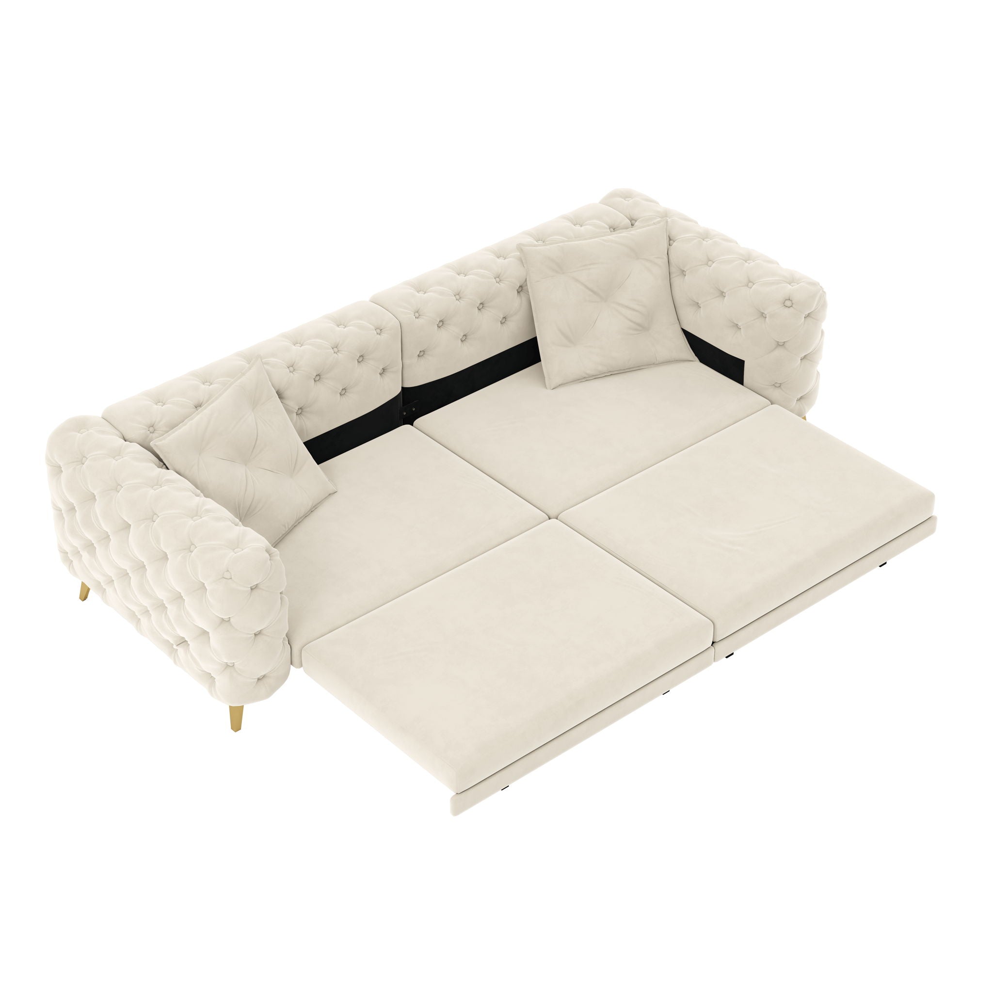 3 In 1 Convertible Sleeper, Deep Seat Pull Out Sofa Bed, Button Tufted