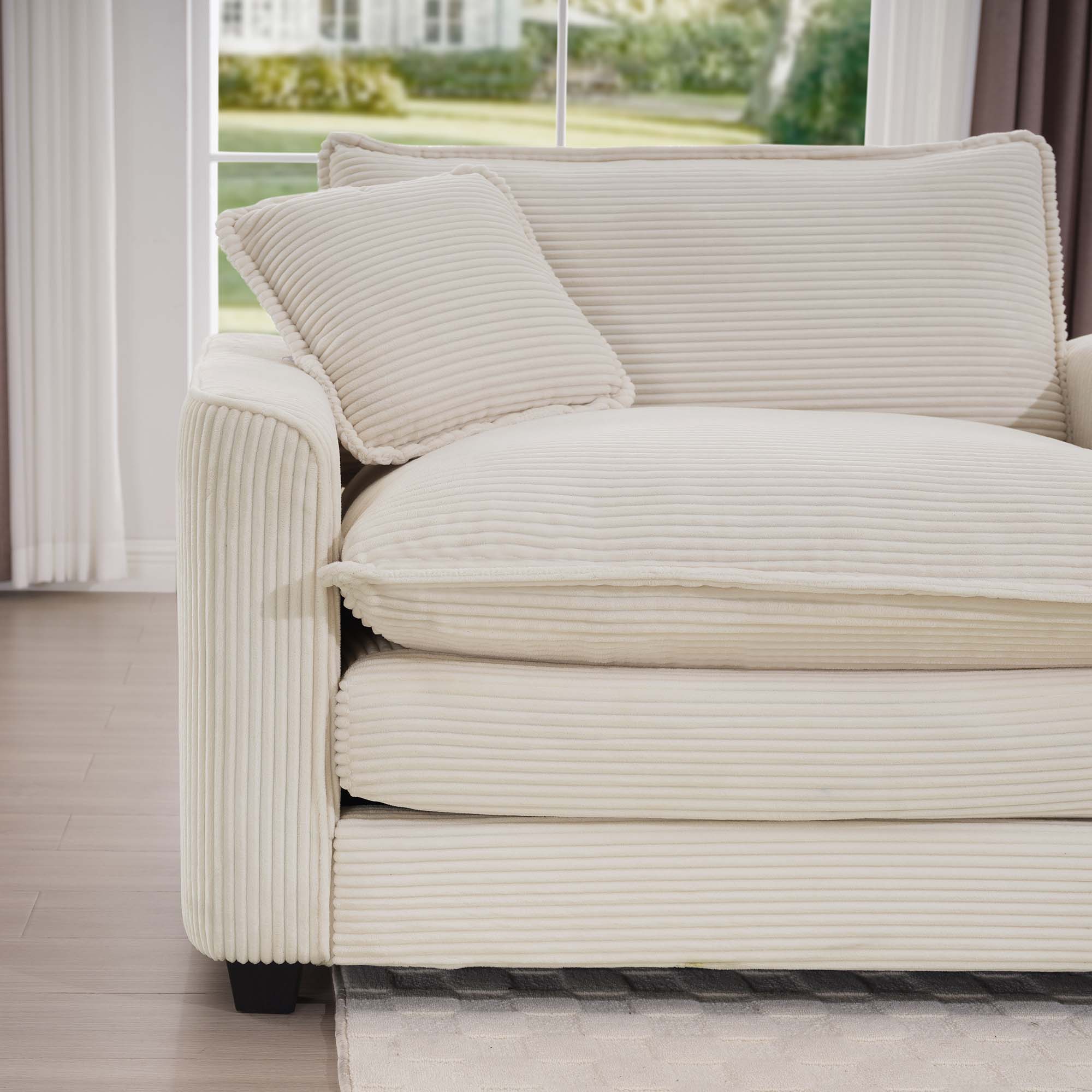 Classic Modern Comfortable Single Chair Deep Seat Sofa With Footstool