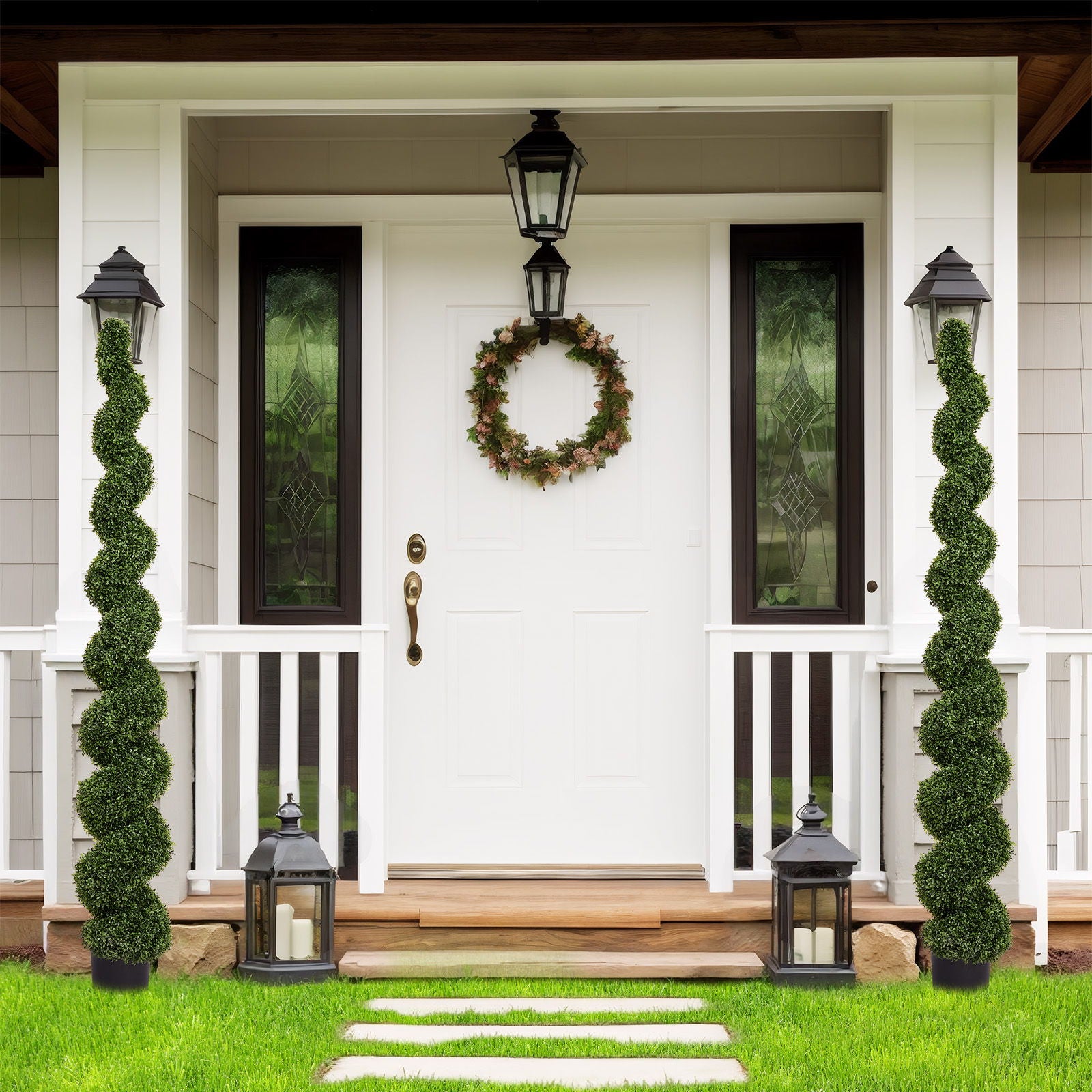 Artificial Outdoor UV Resistant Plastic Boxwood Topiary Spiral Tree