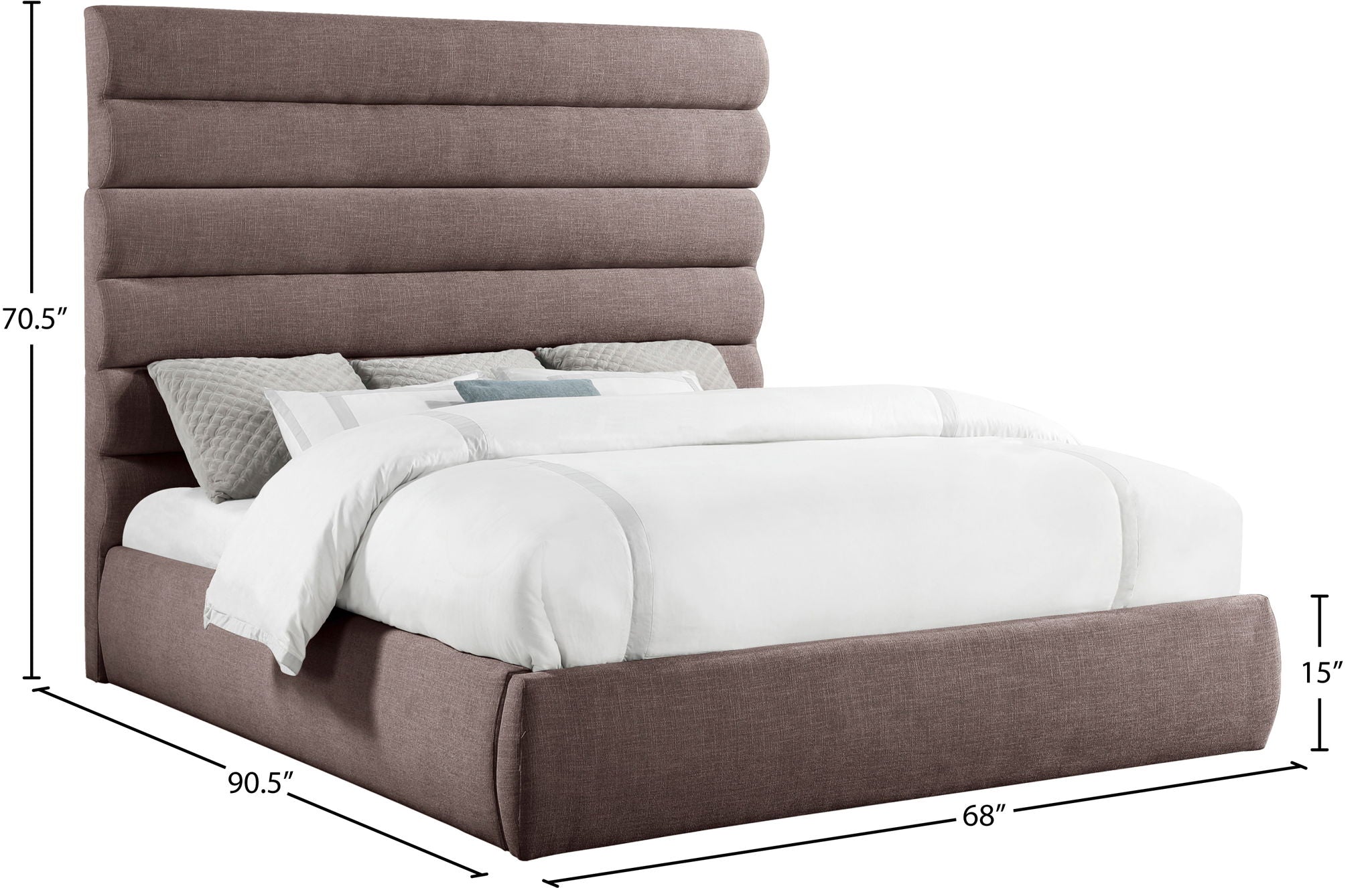 Adam - Linen Fabric Bed With 70.5" Headboard