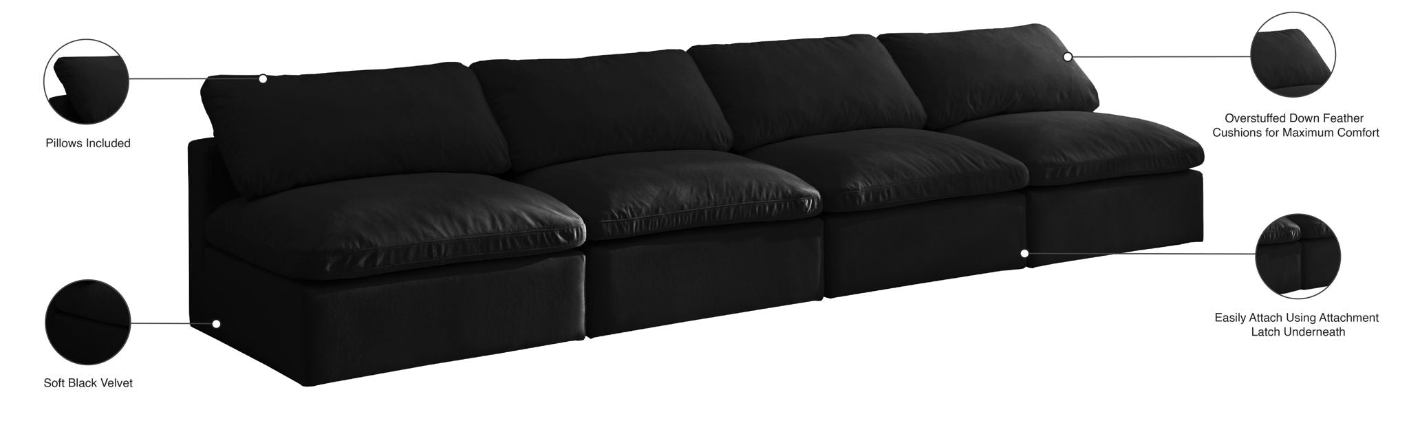 Plush - Modular Armless 4 Seat Sofa