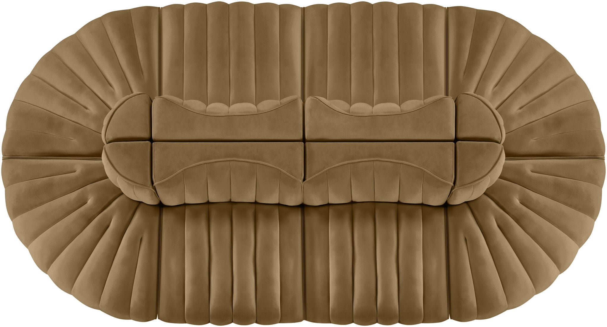 Rummi - Oval Velvet Performance Fabric Upholstered 8 Piece Modular Sectional