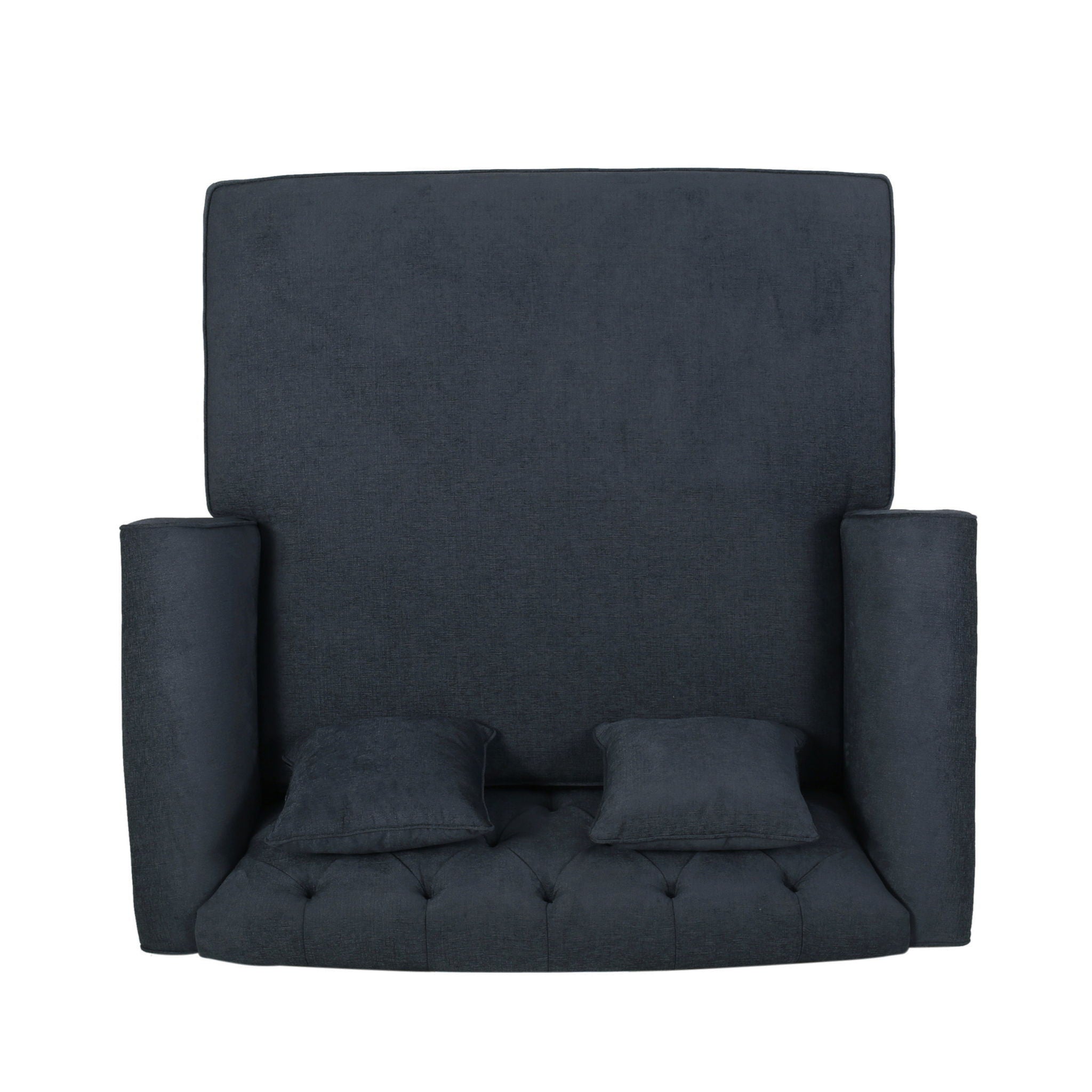 Upholstered Chaise Lounge With Scroll Arms, Turned Legs And 2 Pillows