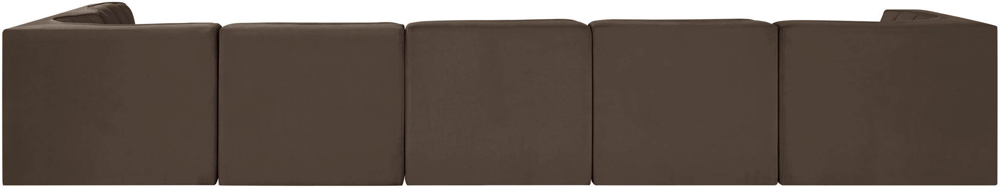 Rummi - Velvet Performance Fabric Upholstered 6 Piece Modular Sectional, L-Shaped (Right)