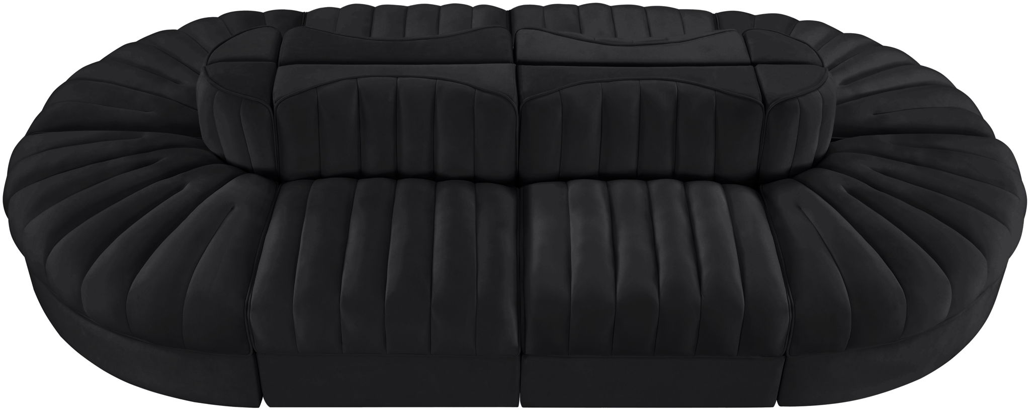 Rummi - Oval Velvet Performance Fabric Upholstered 8 Piece Modular Sectional