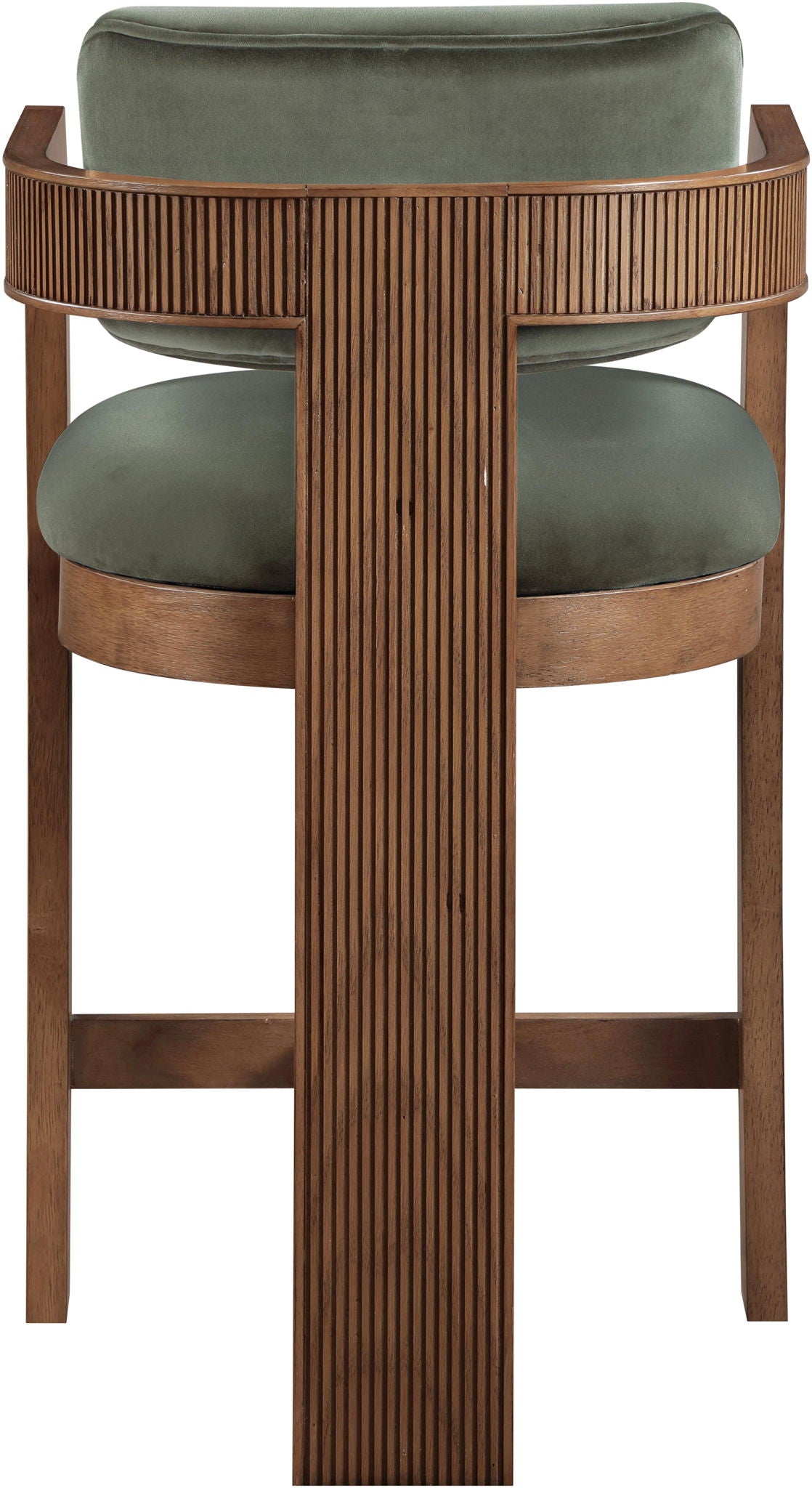 Sacha - Velvet Stool With Brown Base