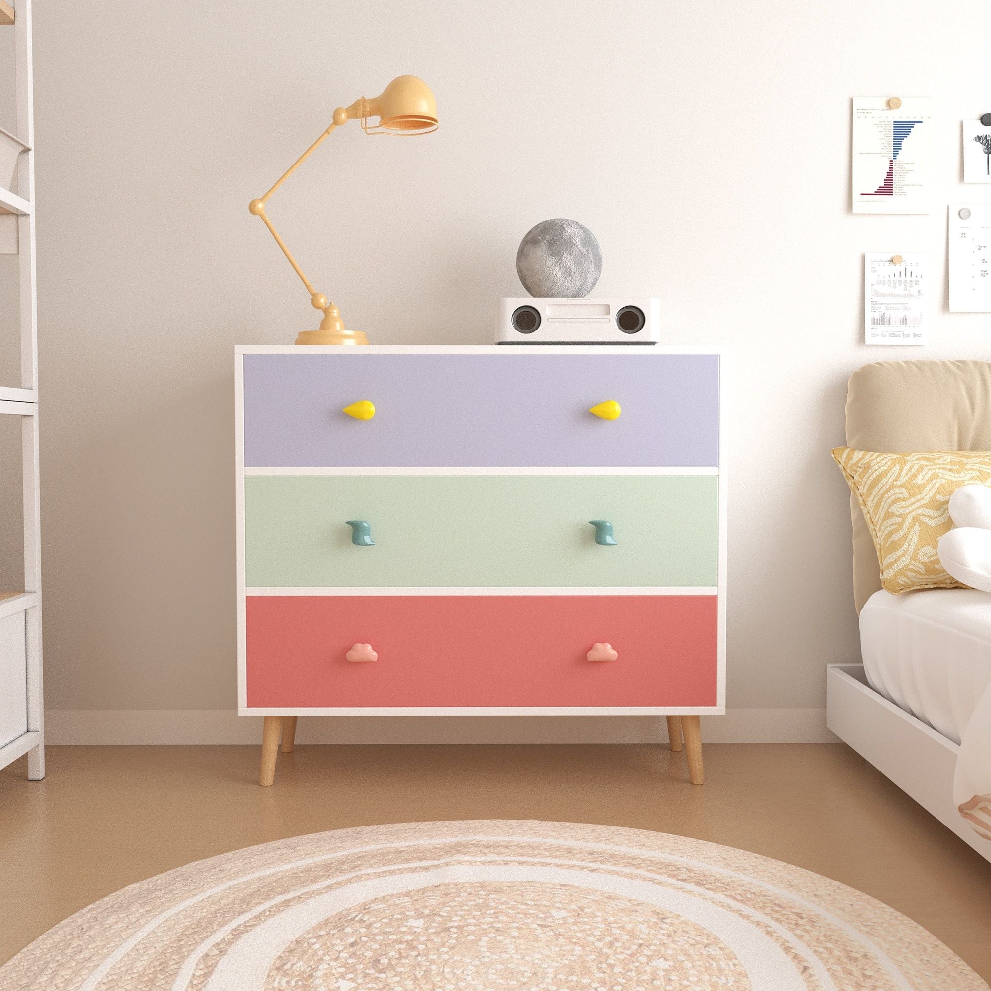 3 Drawer Dresser, Storage Cabinet With Anti Tip Safety