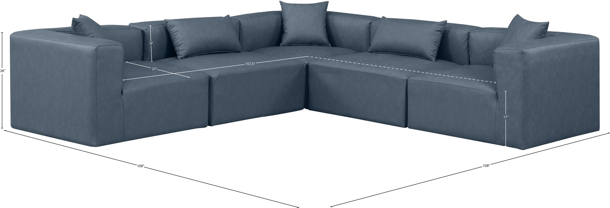 Cube - 5 Piece Modular Corner Sectional