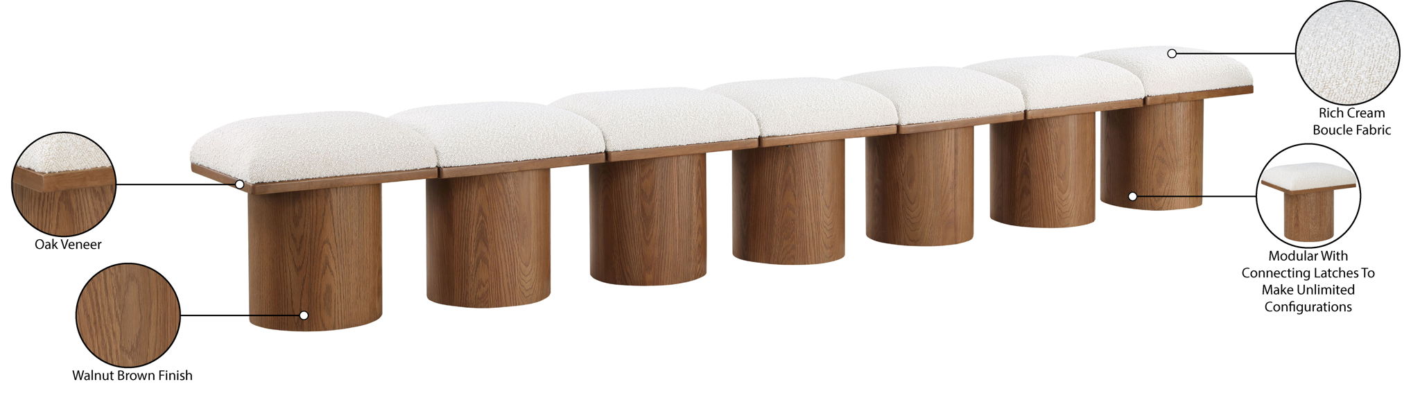 Pavilion - 7 Piece Modular Bench With Brown Base