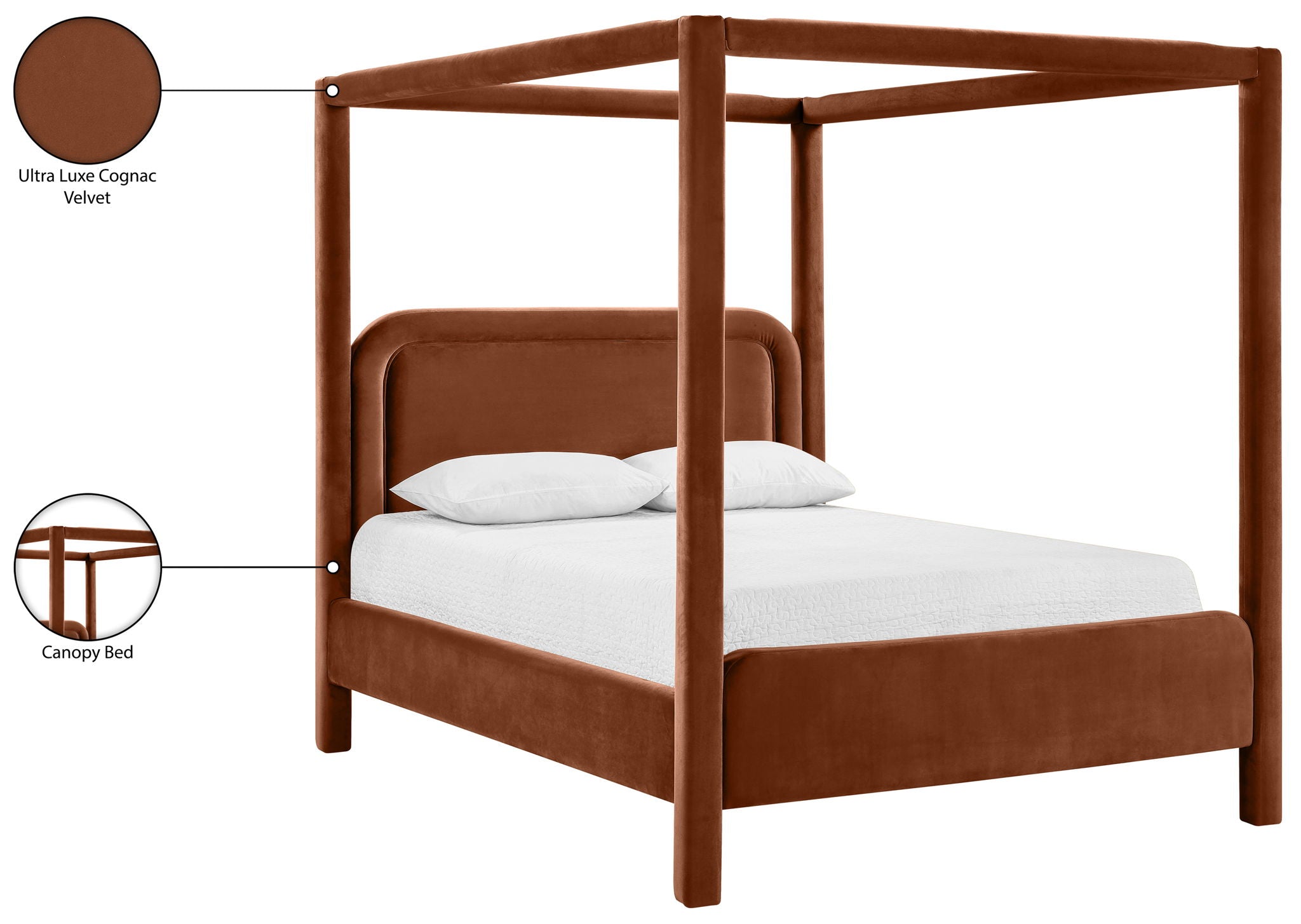 Salina - Velvet Upholstered Bed - Cognac