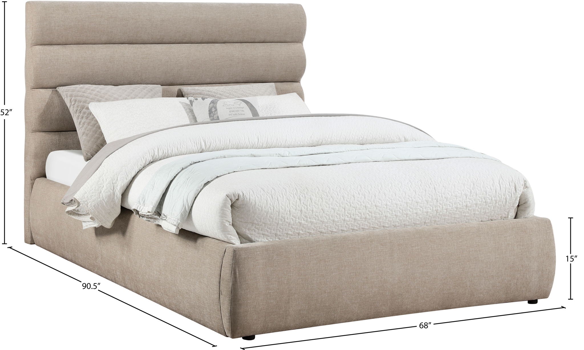Adam - Chenille Fabric Bed With 52" Headboard