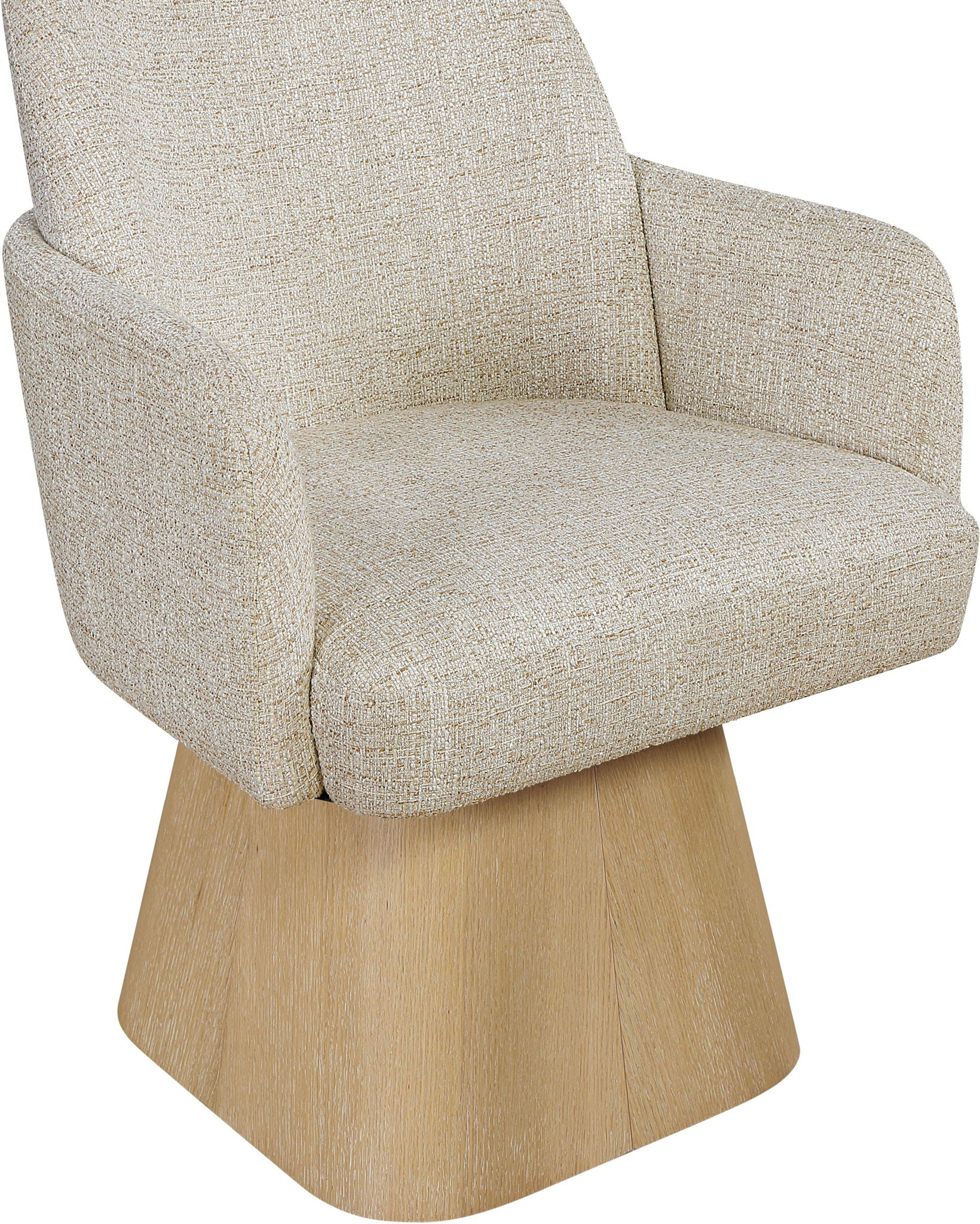 Marlowe - Linen Textured Fabric Upholstered Swivel Dining Arm Chair - Stained Natural