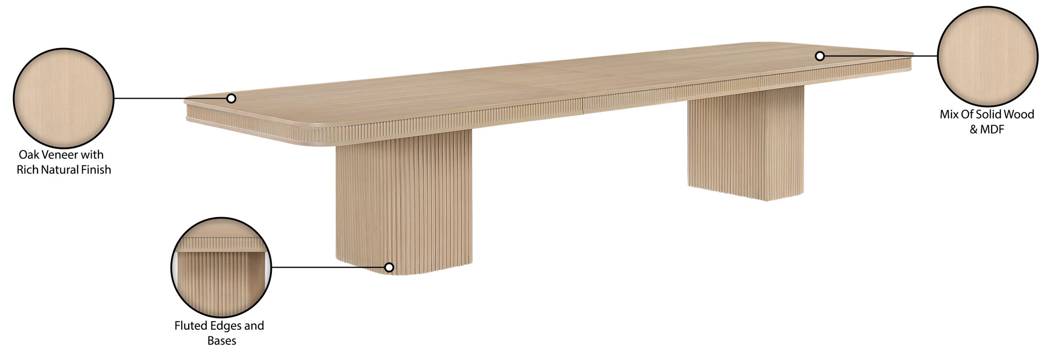 Mohari - Solid Wood And Oak Veneer 112" / 160" Dining Table