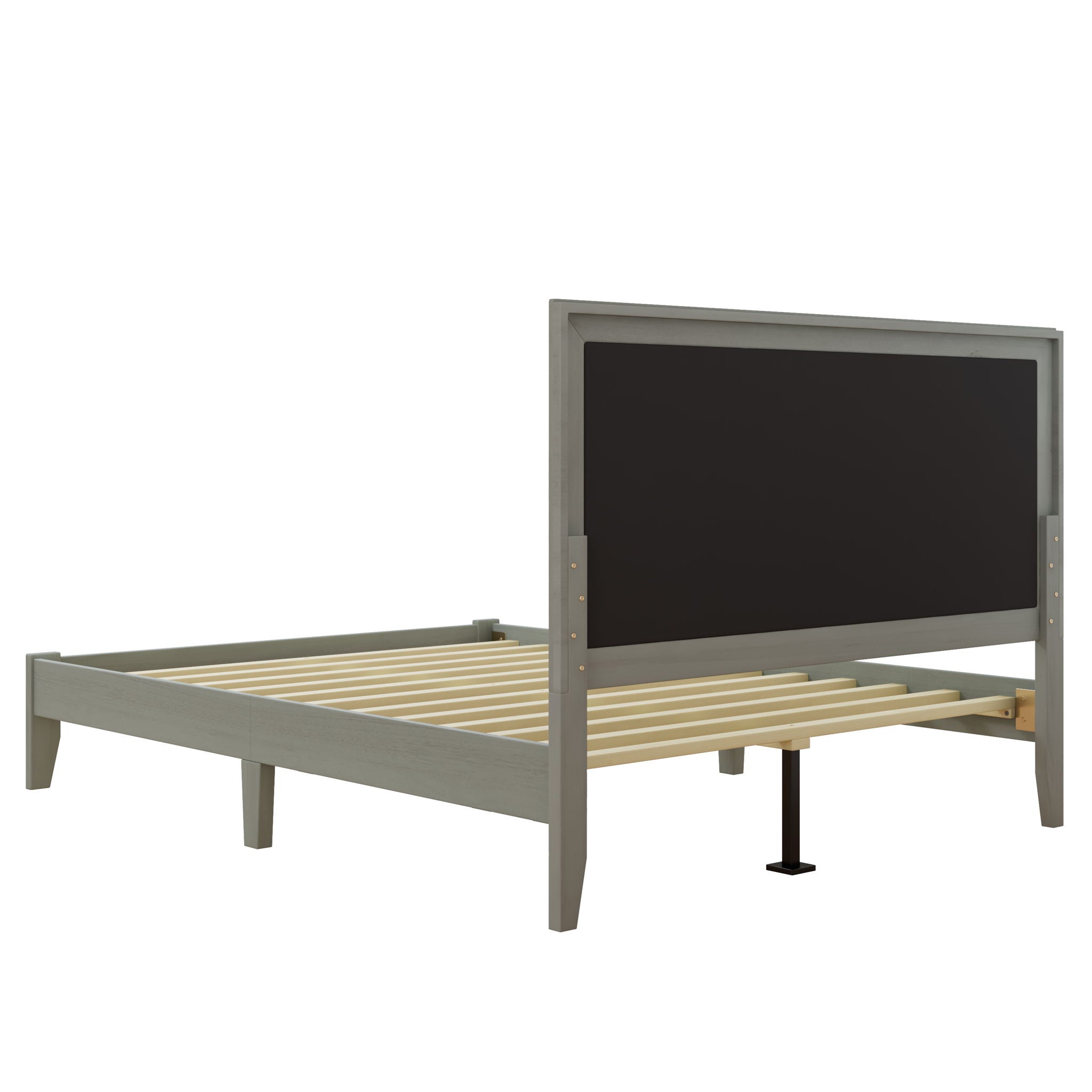 Mid Century Modern Platform Bed With Upholstered Headboard