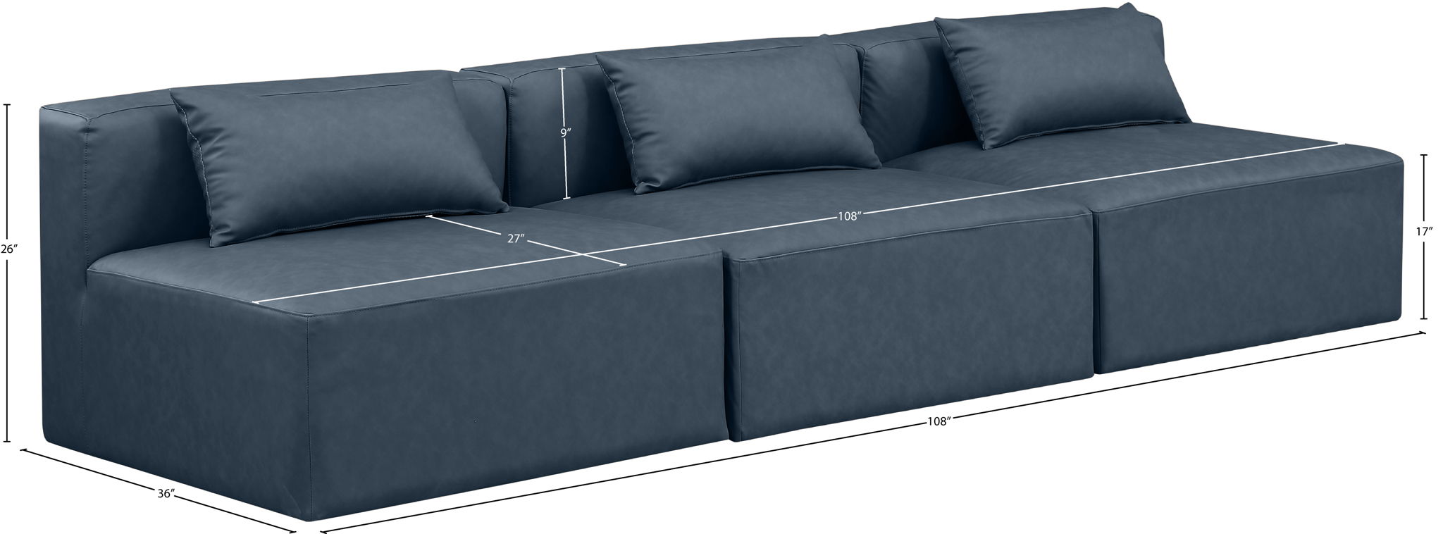 Cube - Modular 3 Seat Armless Sofa