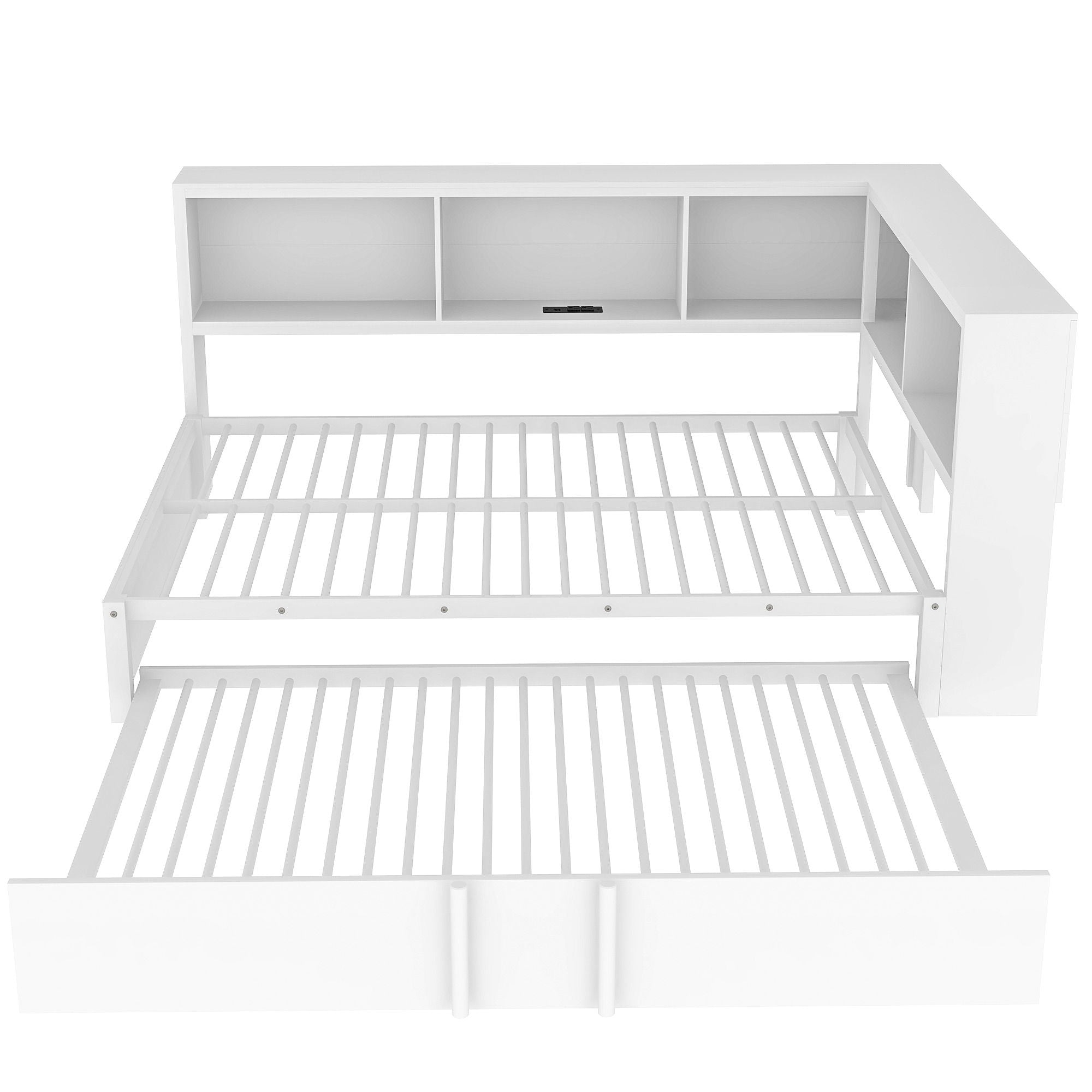 Daybed With Trundle, Storage Cabinets And USB Ports