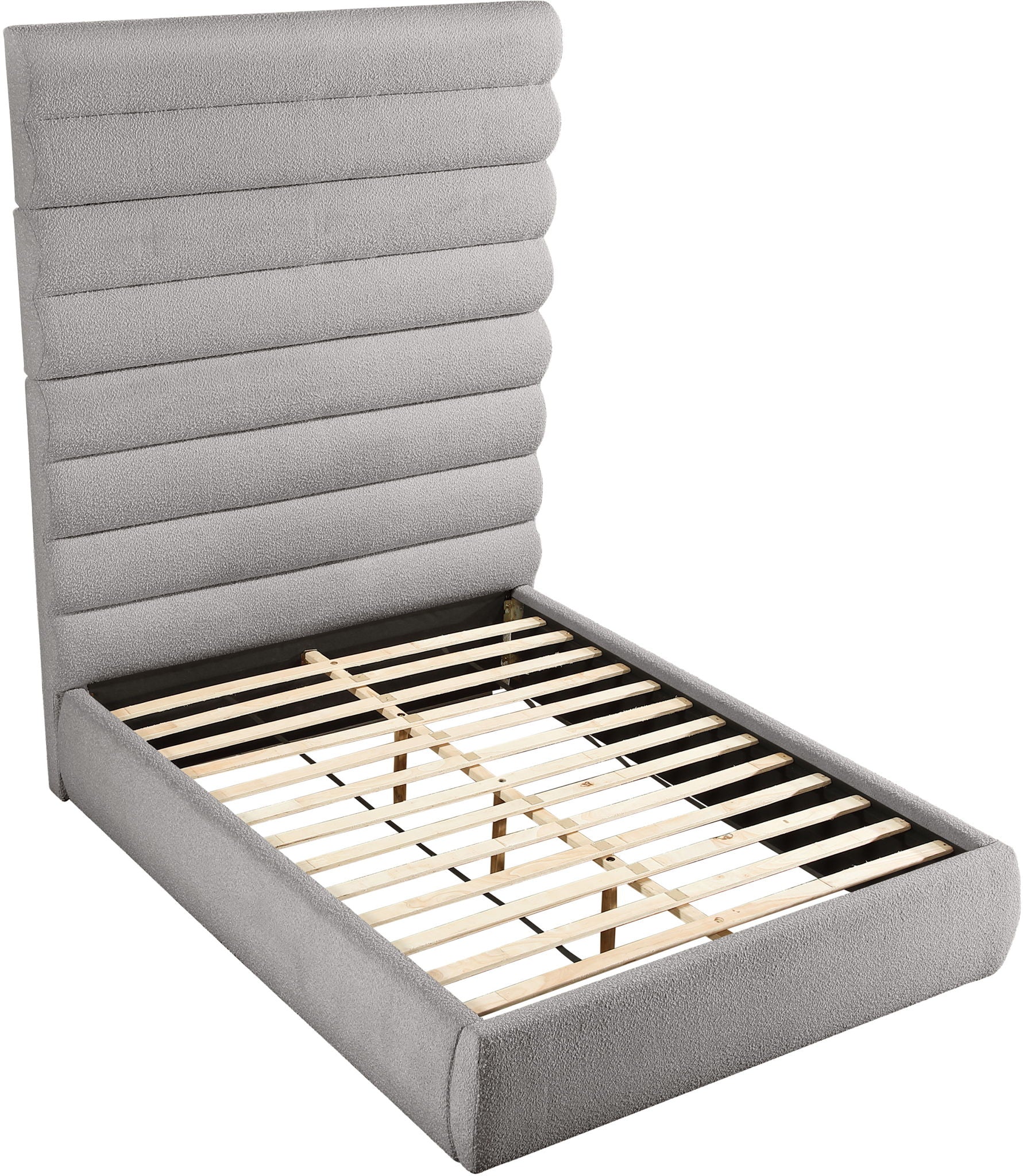 Adam - Boucle Fabric Bed With 89" Headboard