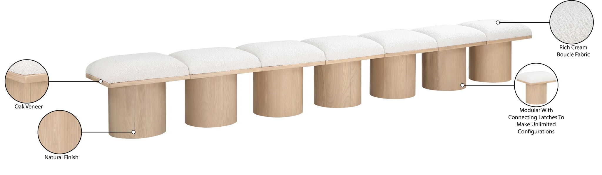 Pavilion - 7 Piece Modular Bench With Natural Base