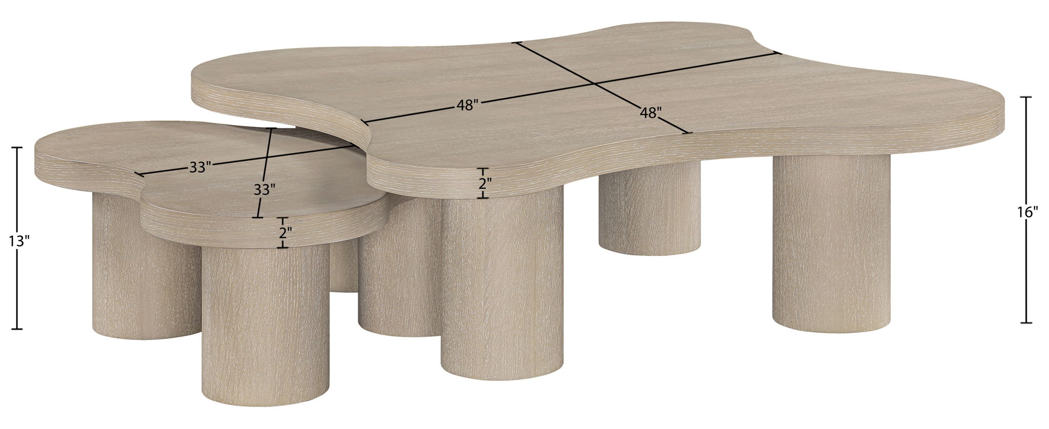 Cove - Oak Veneer And Solid Wood 2 Piece Coffee Table