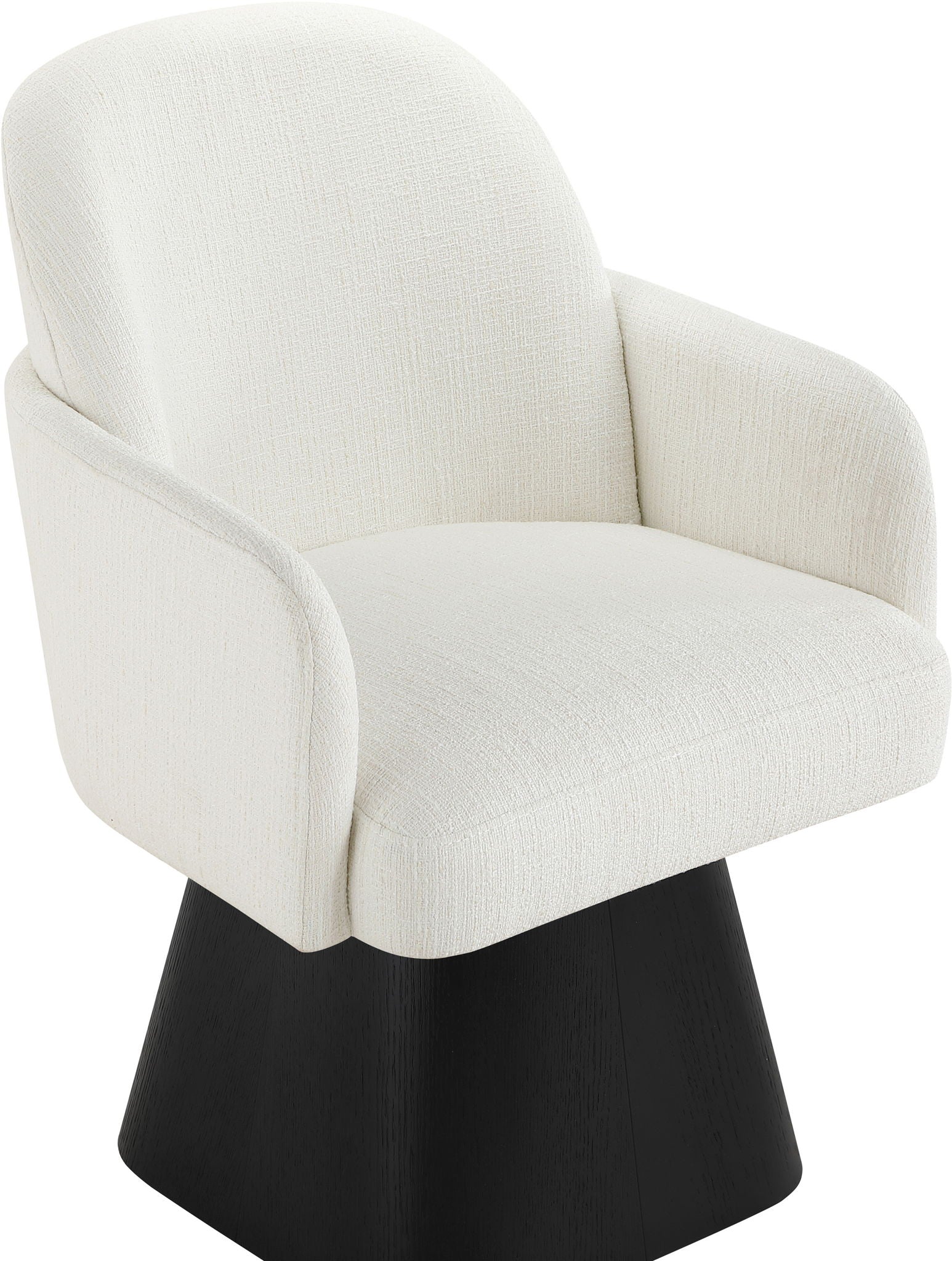 Marlowe - Linen Textured Fabric Upholstered Swivel Dining Arm Chair - Stained Black