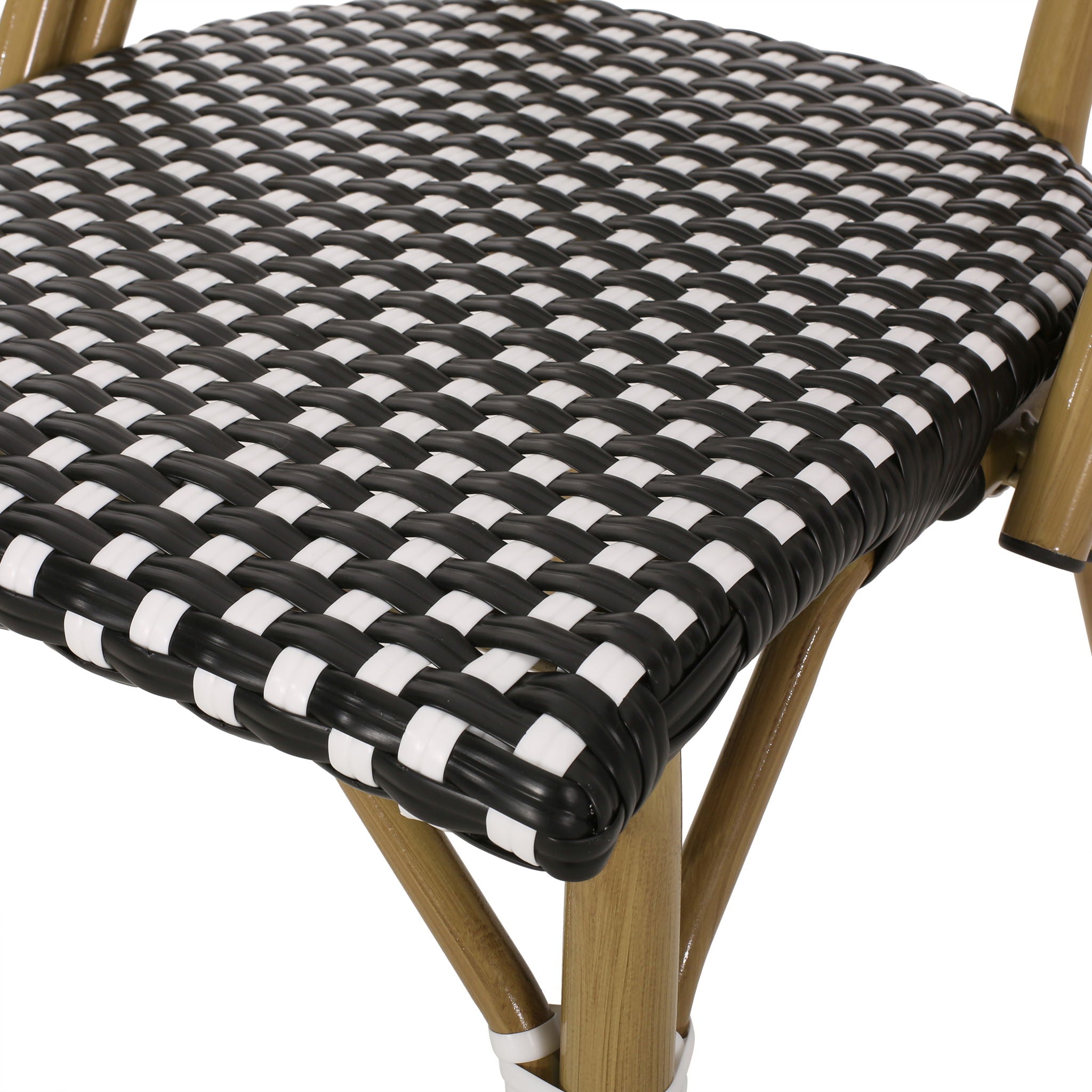 Outdoor Rattan And Aluminum French Bistro Chair Set