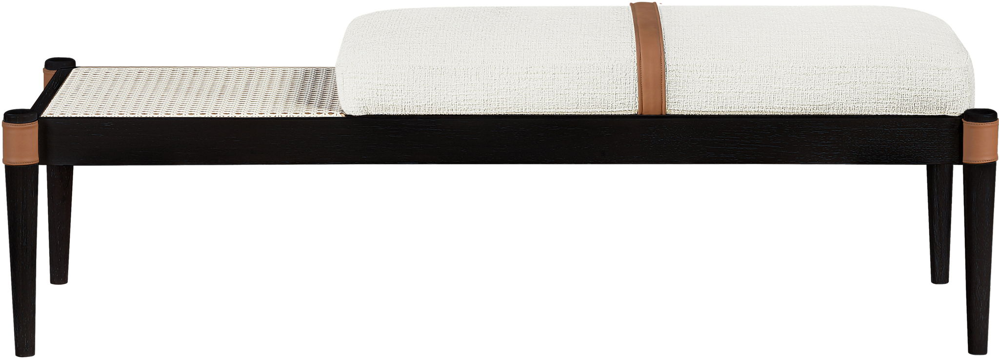 Nara - Linen Textured Fabric Upholstered Bench - Painted Black