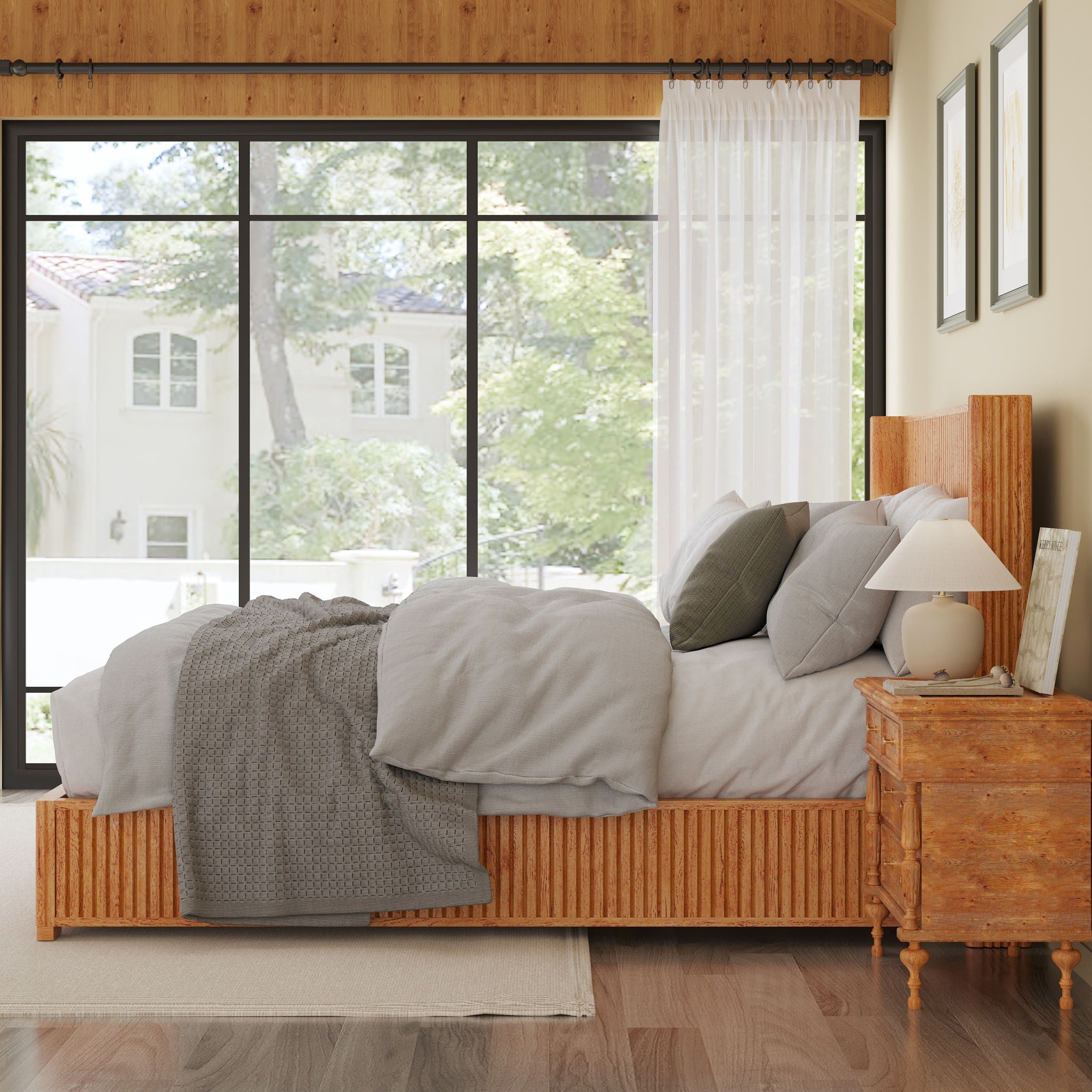 Platform Bed Frame With Headboard, Floor Standing Design