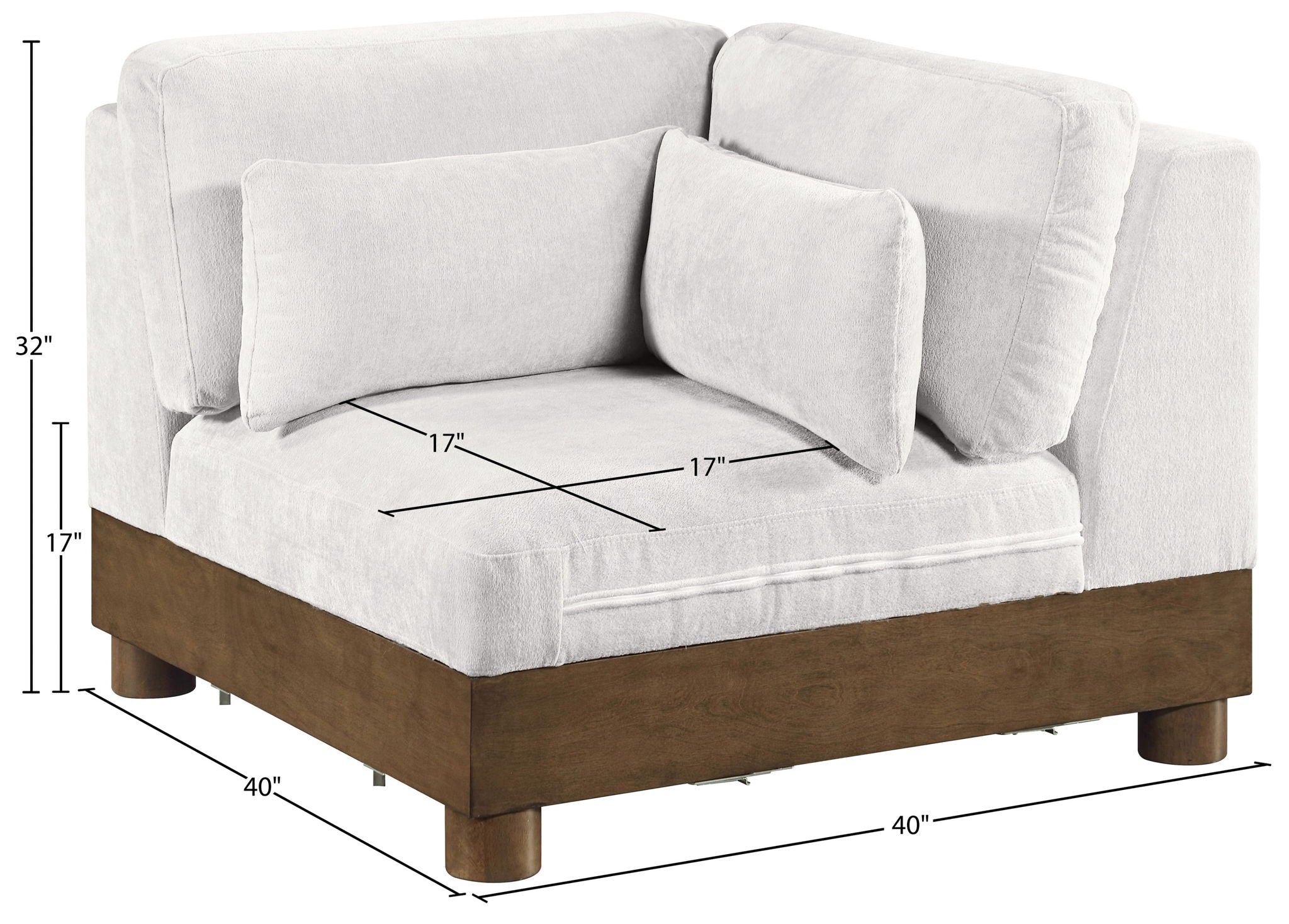 Turin - Chenille Fabric Upholstered Modular Corner Chair - Walnut Base
