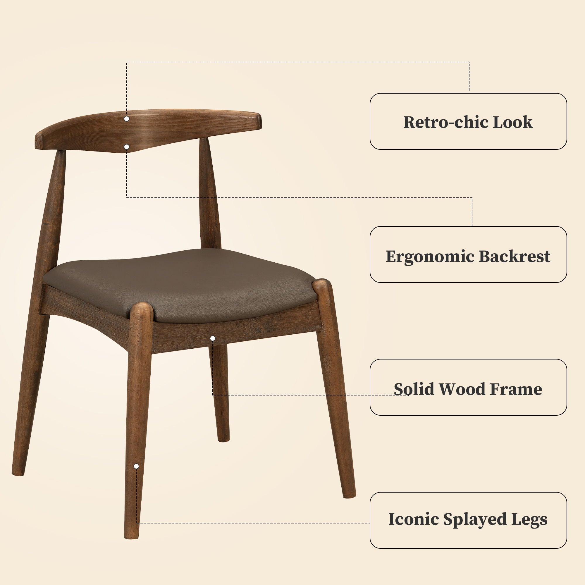 5 Piece Dining Set With 1 Table And 4 Upholstered Chairs - Brown / Walnut