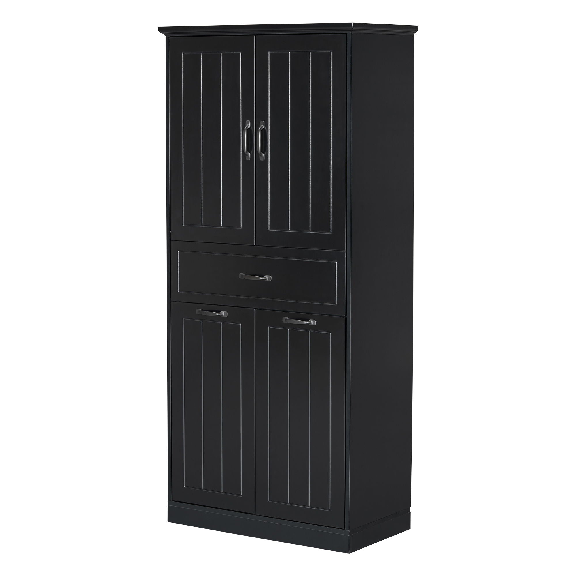 Modern Bathroom Storage Cabinet With Two Laundry Baskets, One Drawer, Adjustable Shelf