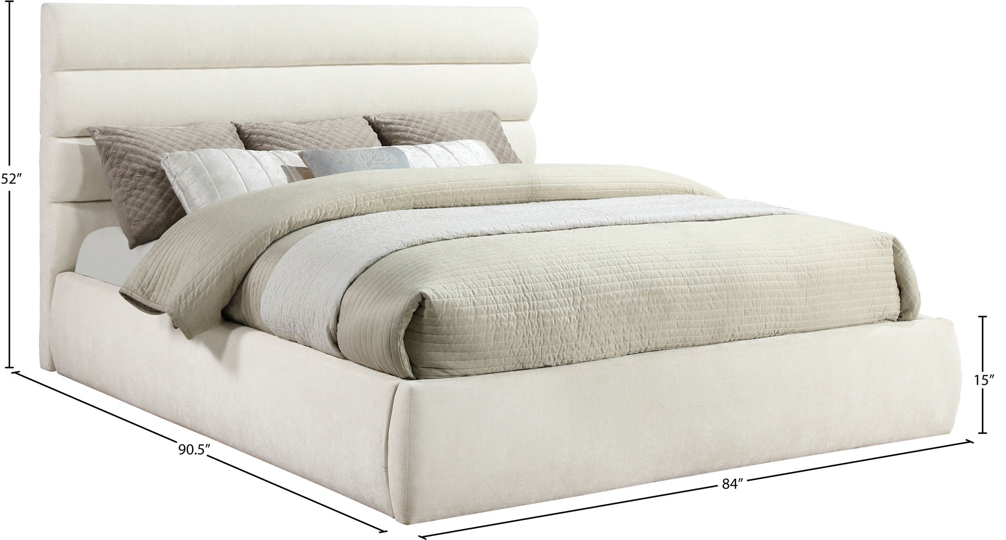 Adam - Chenille Fabric Bed With 52" Headboard