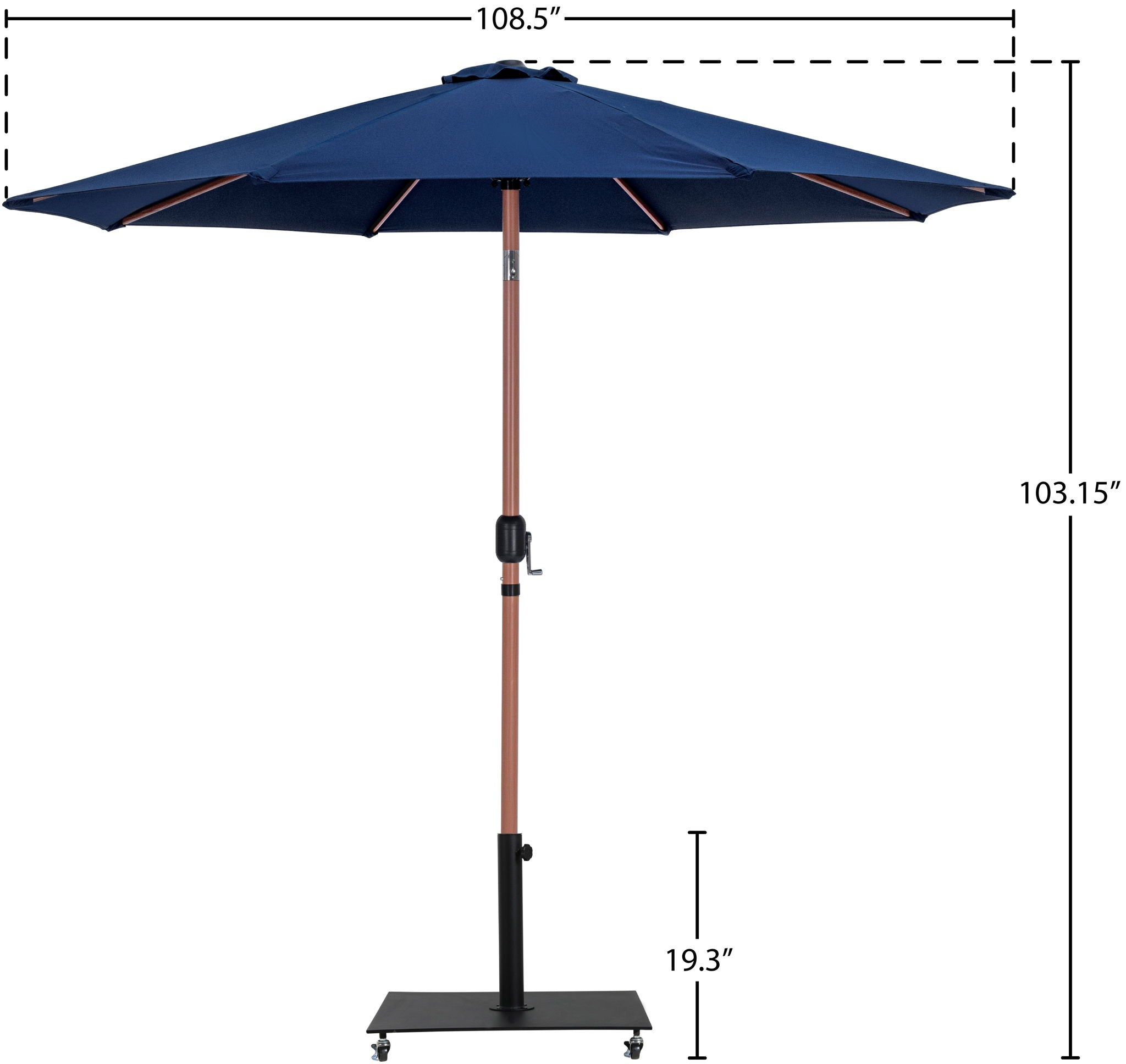 Fiji - Aluminum Patio Umbrella With Square Black And Teak Base