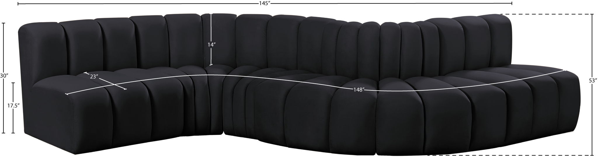 Arc - Velvet 6 Piece Curved Modular Sofa