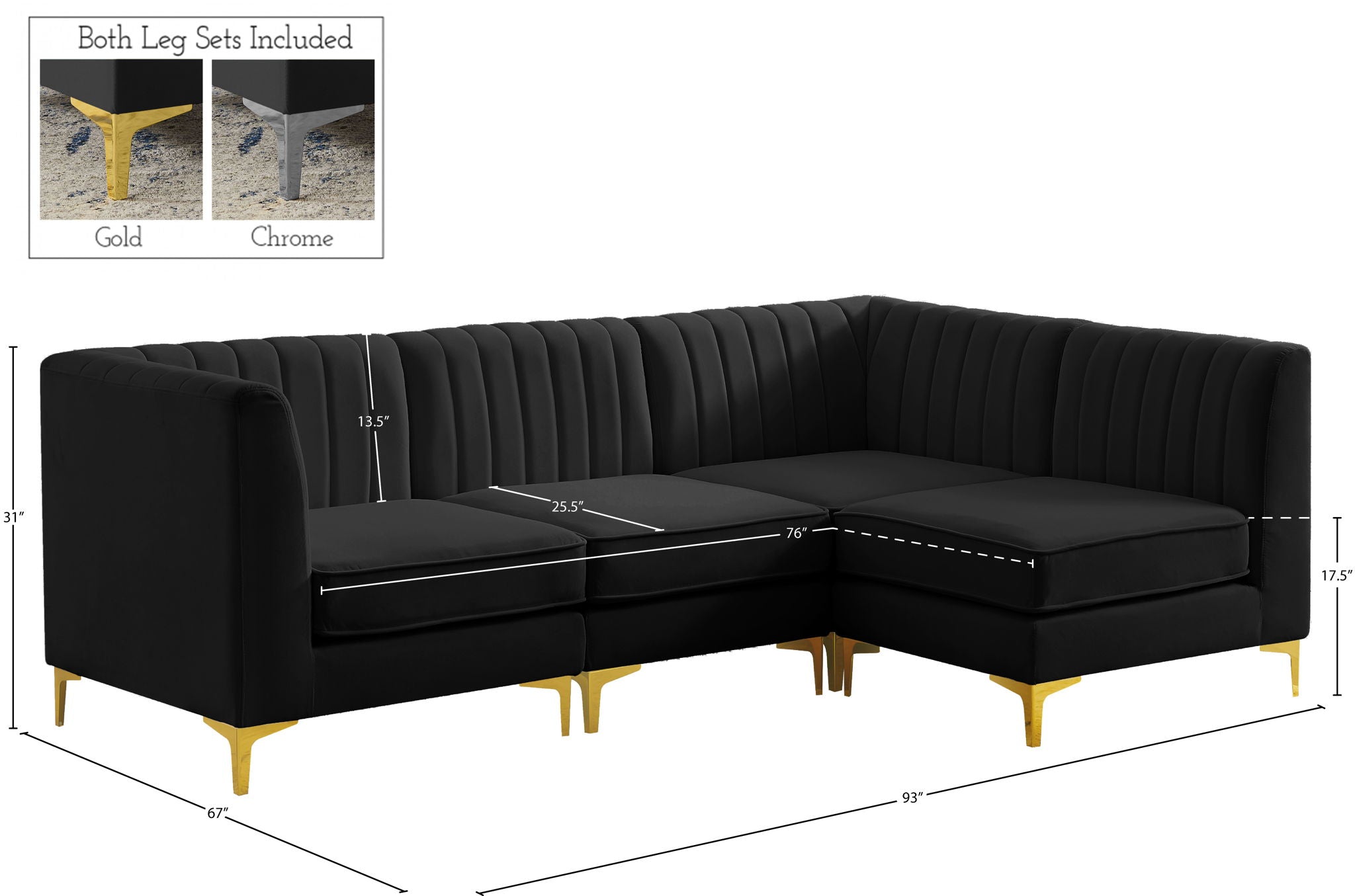 Alina - 4 Piece Modular L-Shaped Sectional