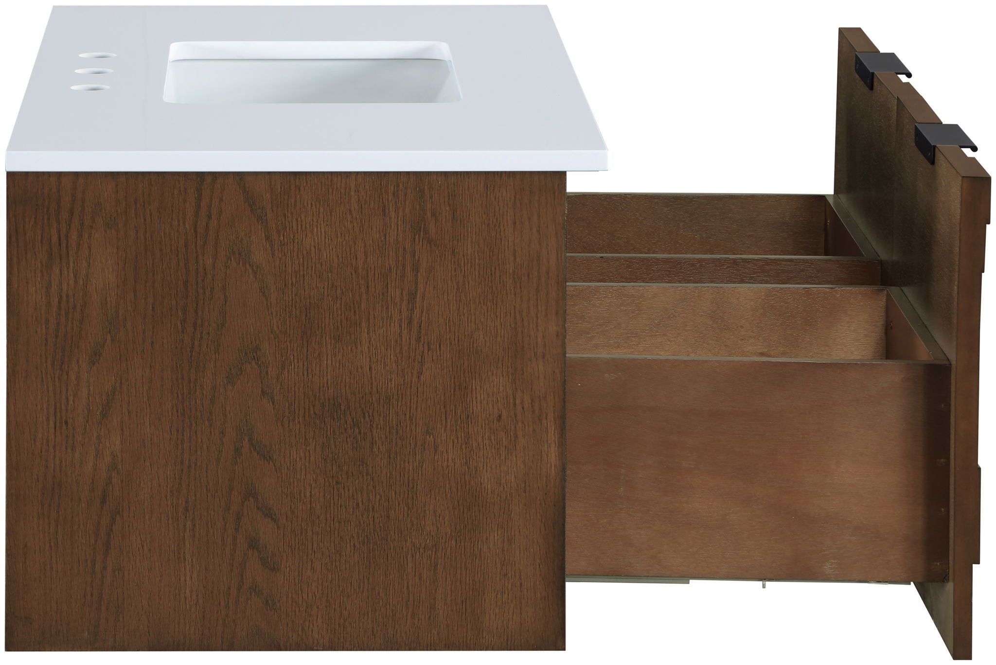 Leonardo - Engineered Stone And Solid Wood 24" Wall Mounted Bathroom Vanity