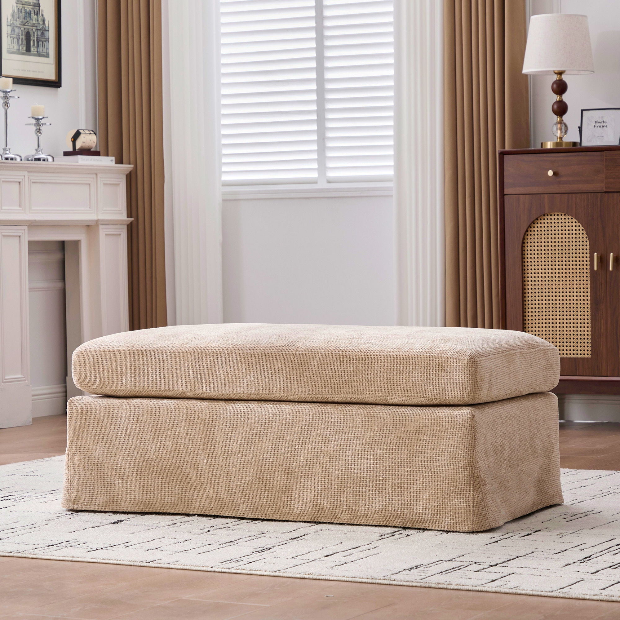 Ottoman Foot Stool With Metal Legs