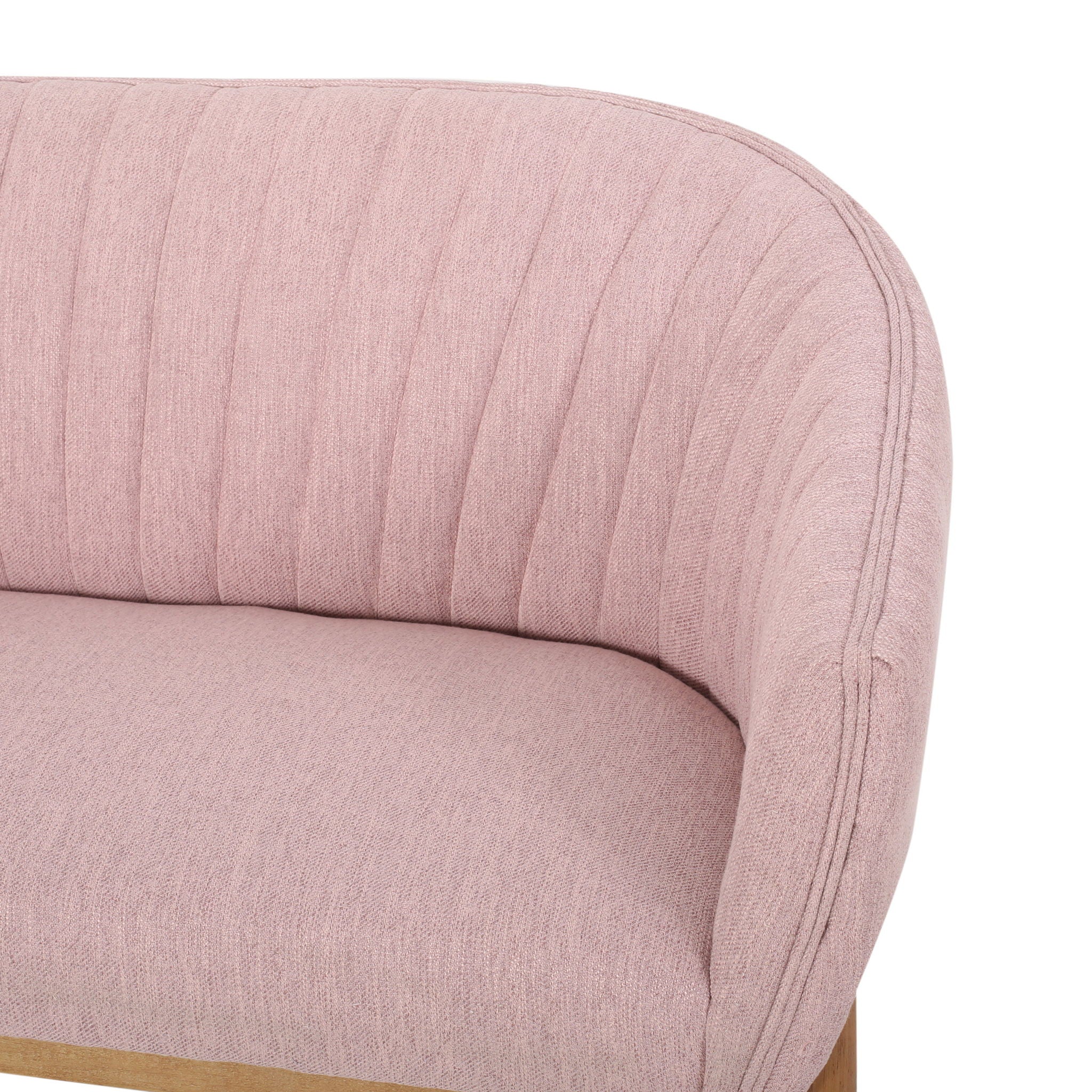 Mid Century Modern Loveseat With Channel Stitched Backrest